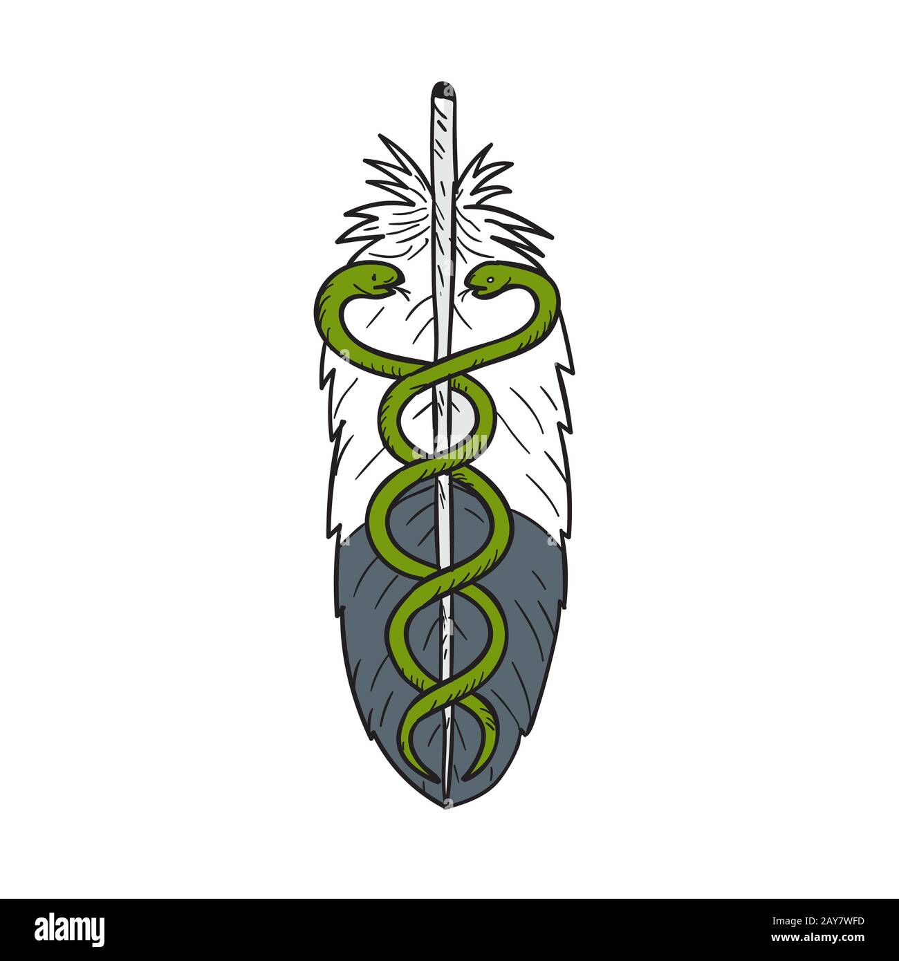 Dessin Eagle Feather Serpent médical Banque D'Images