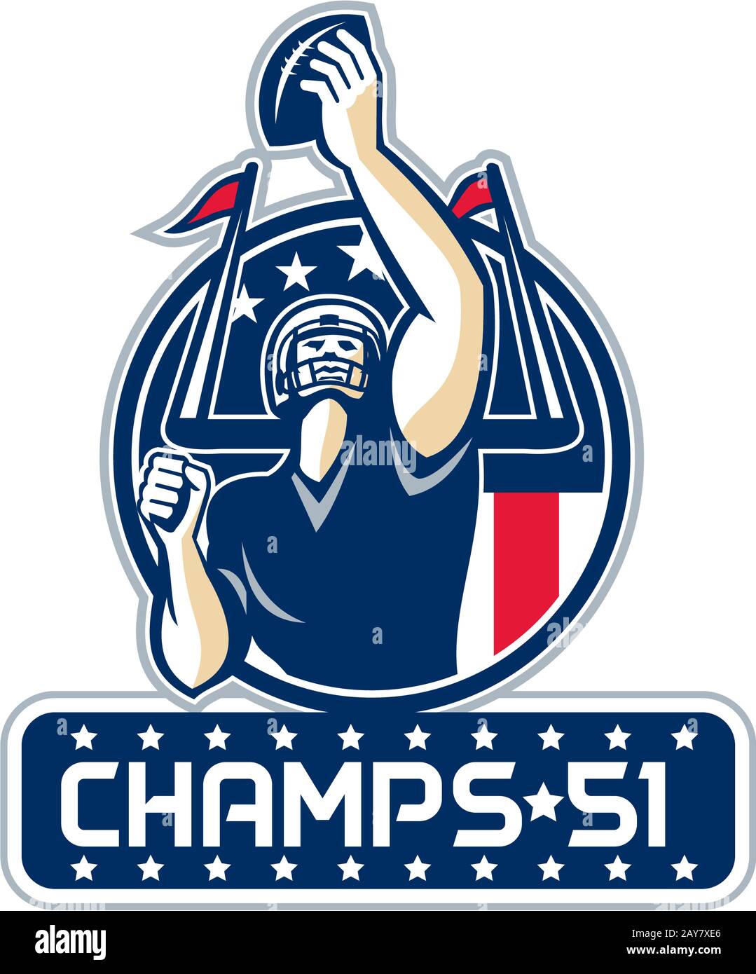 Football champs 51 New England Retro Banque D'Images