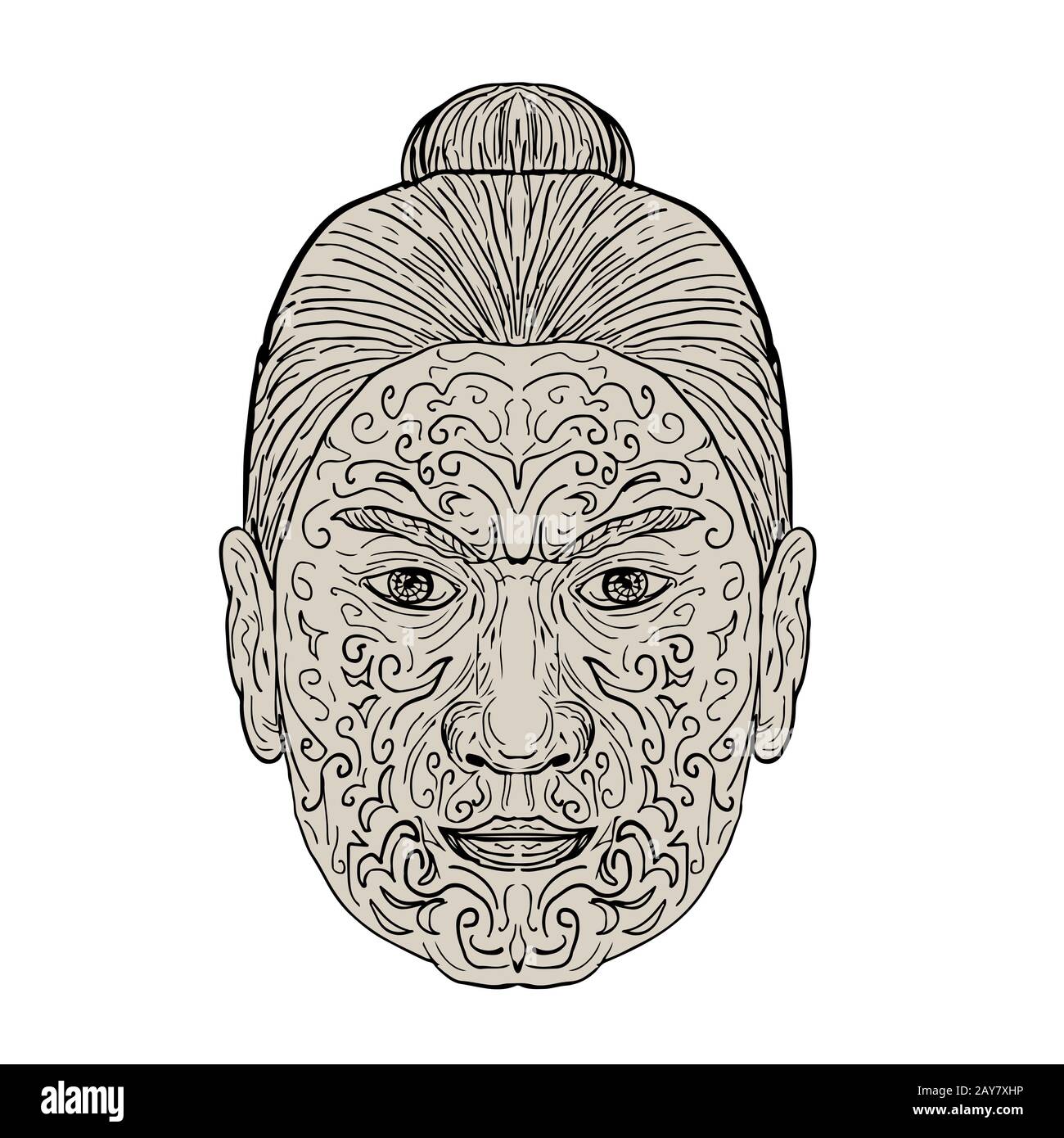 Face avec les Maoris Moko tatouage facial Banque D'Images