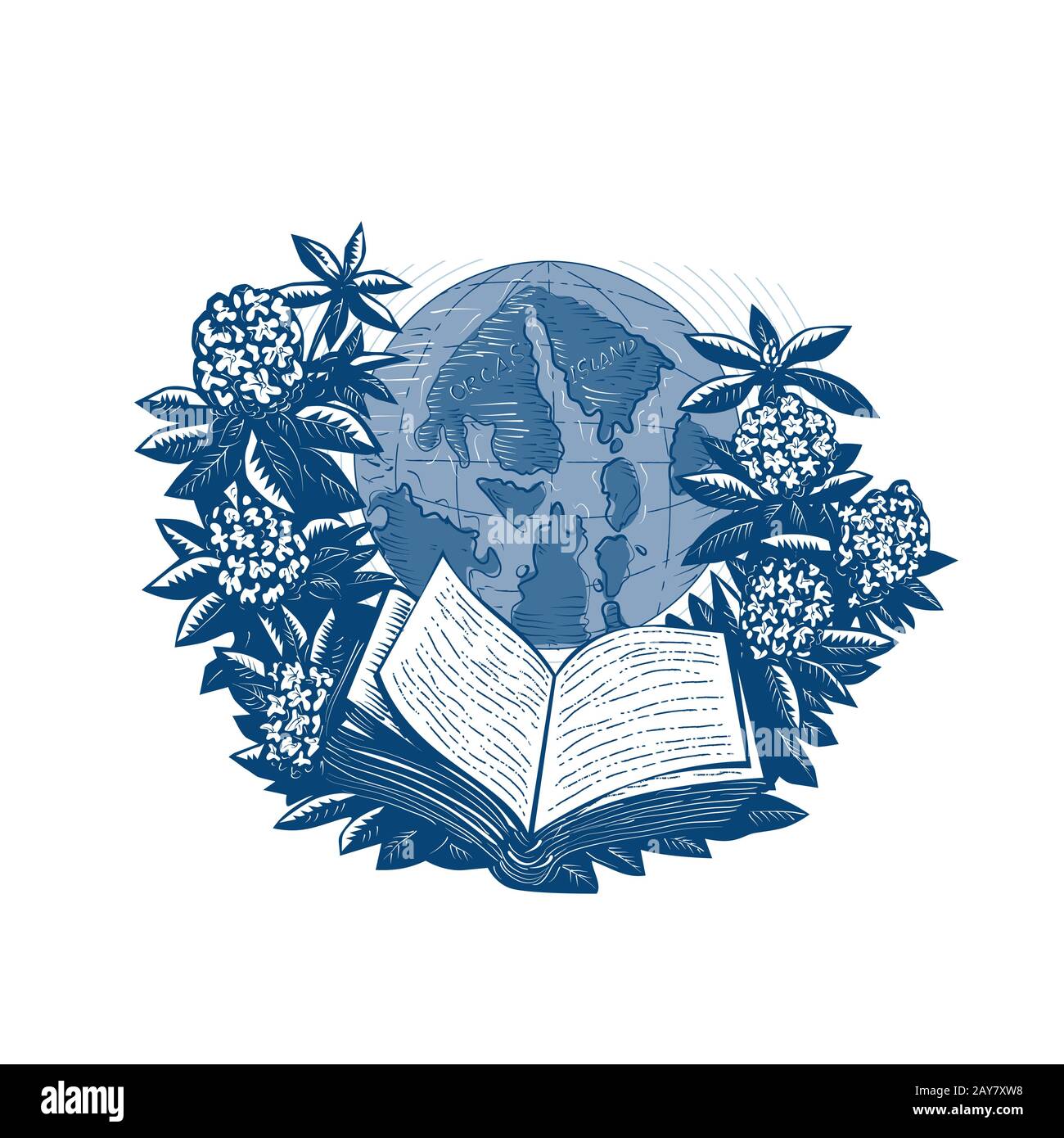 Orcas Island Map Réservez Rhododendron Dimensions Banque D'Images