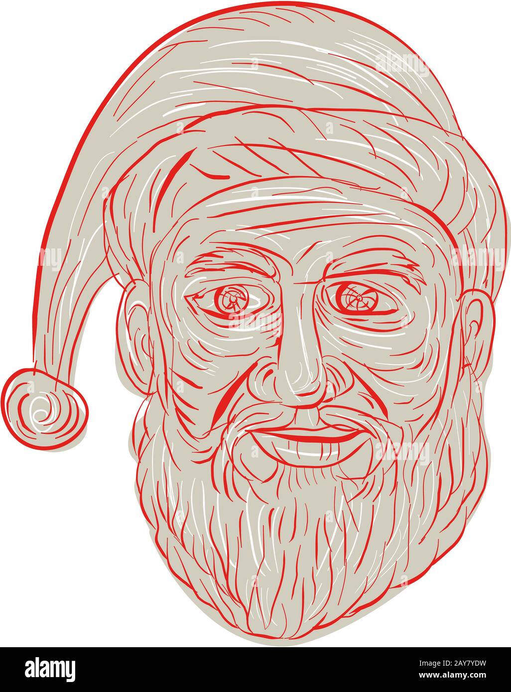 Dessin de la tête du Père Noël mélancolique Photo Stock Alamy