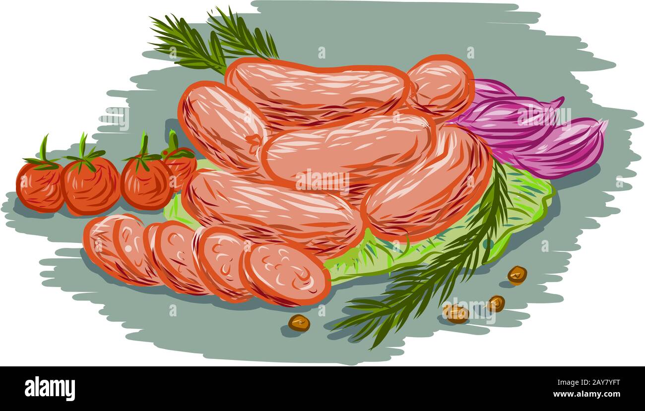 Saucisses de porc légumes Dimensions Banque D'Images