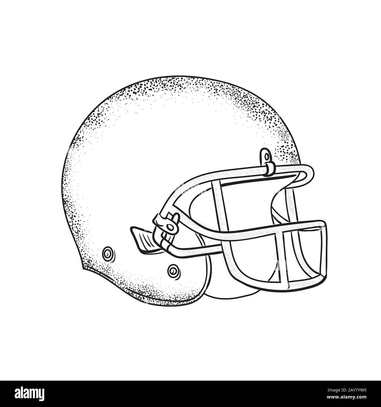 American Football Helmet Dessin en noir et blanc Banque D'Images