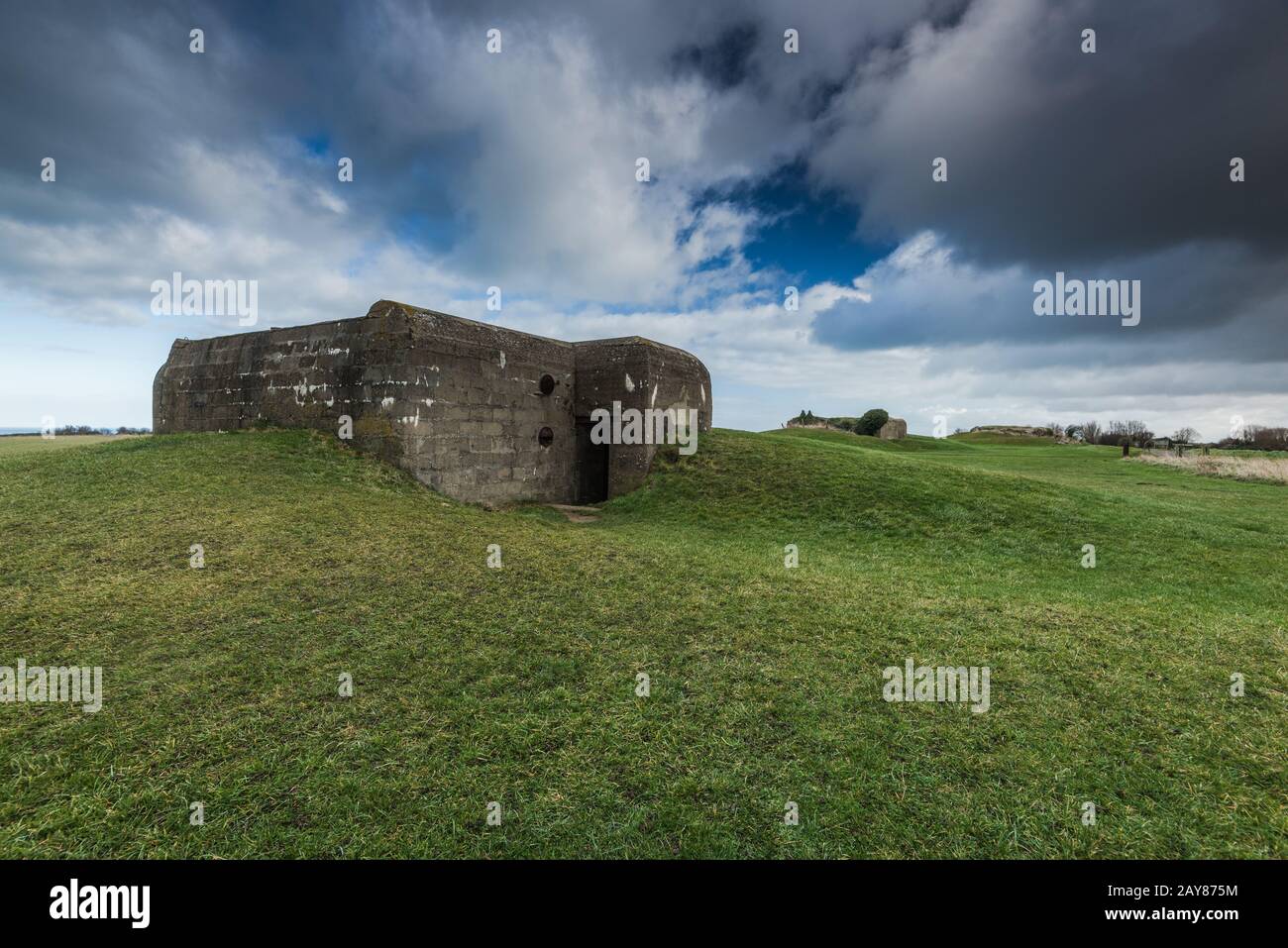 Batterie allemande, bunkers et canons en Normandie Banque D'Images