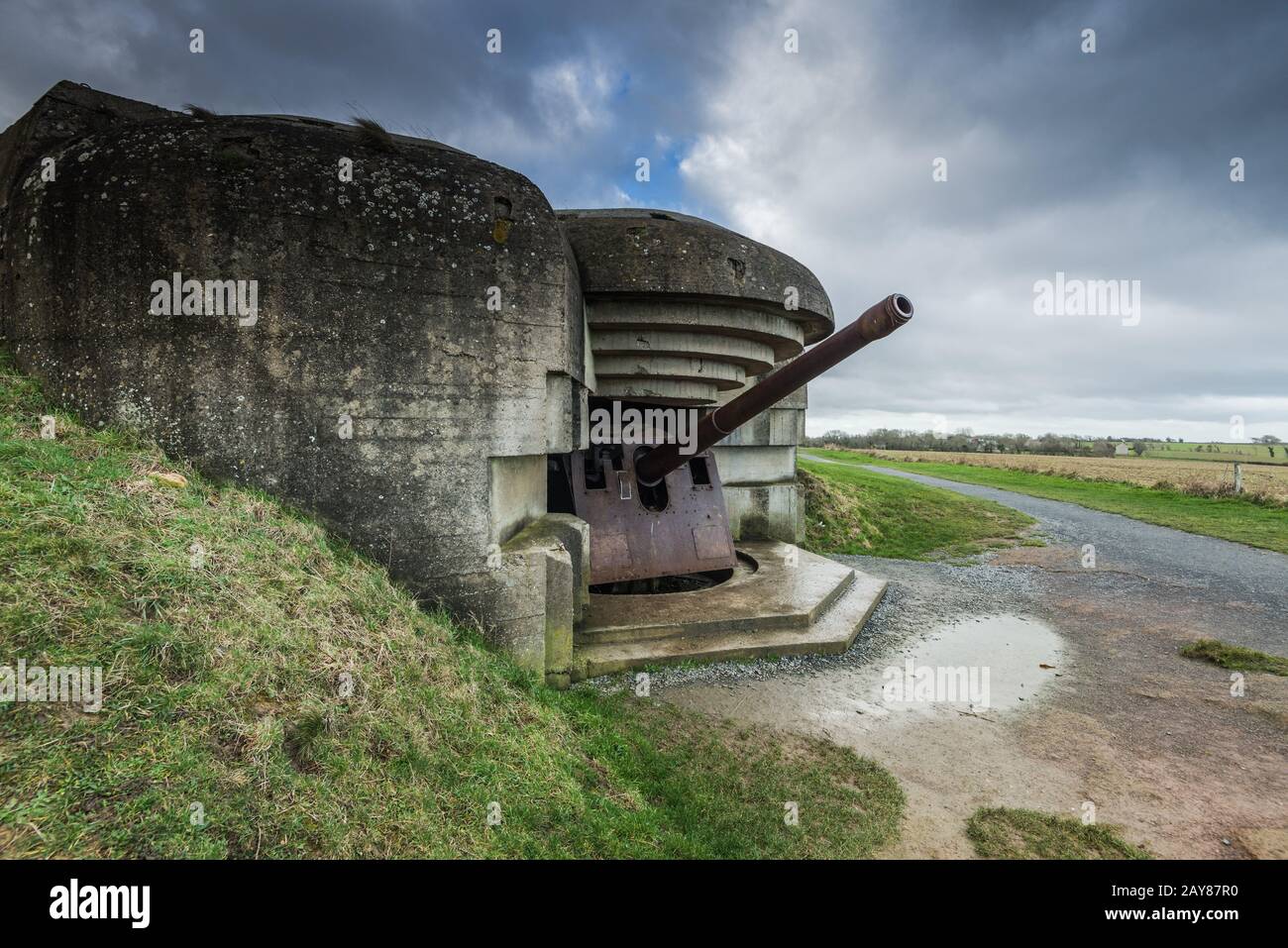 Bunkers et artillerie allemands en Normandie, France Banque D'Images