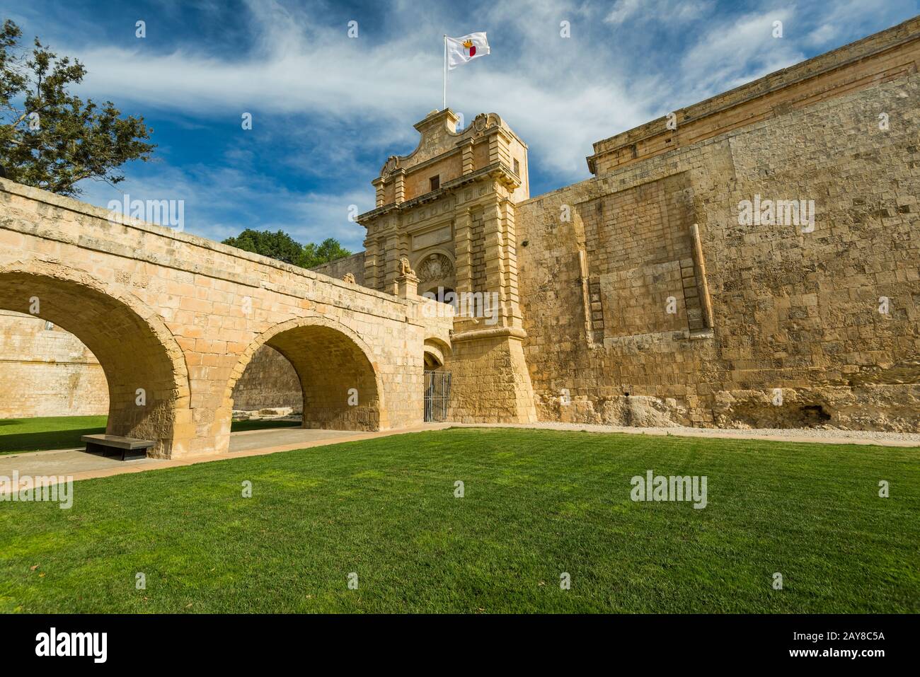 Entrée de la porte de la ville à Mdina, Malte Banque D'Images