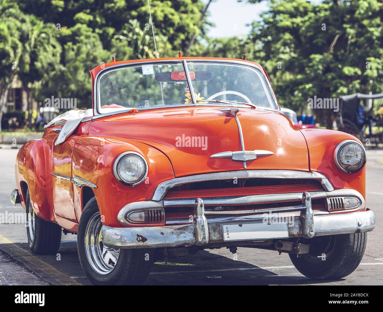 HDR photo American Classic voiture dans la rue à la Havane Cuba Banque D'Images