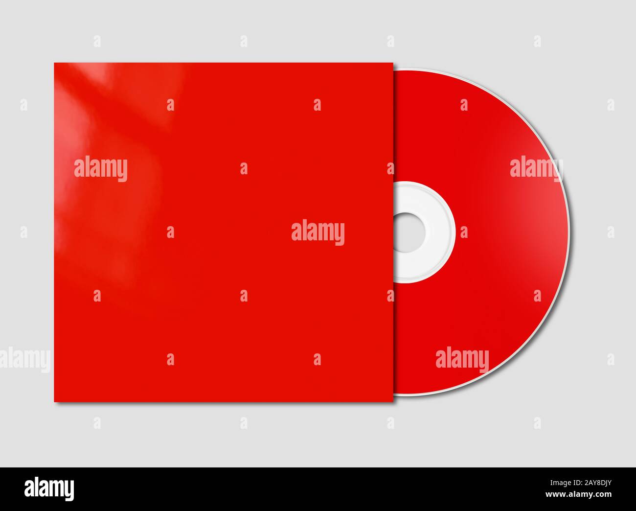 CD - DVD rouge modèle maquette isolé sur Gray Banque D'Images