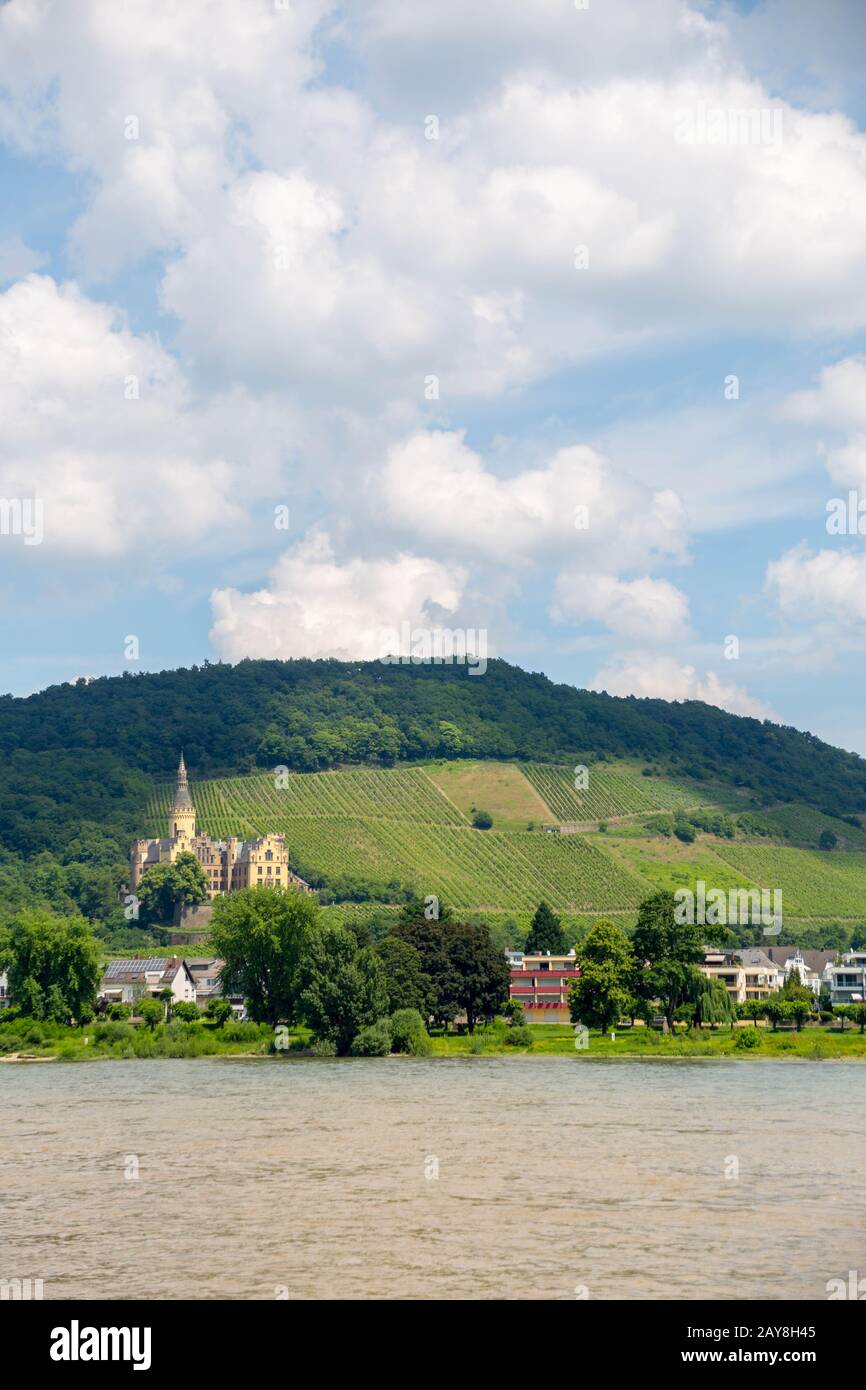 Schloss Arenfels à Bad Hönningen am Rhein zwischen Weinfeldern Banque D'Images