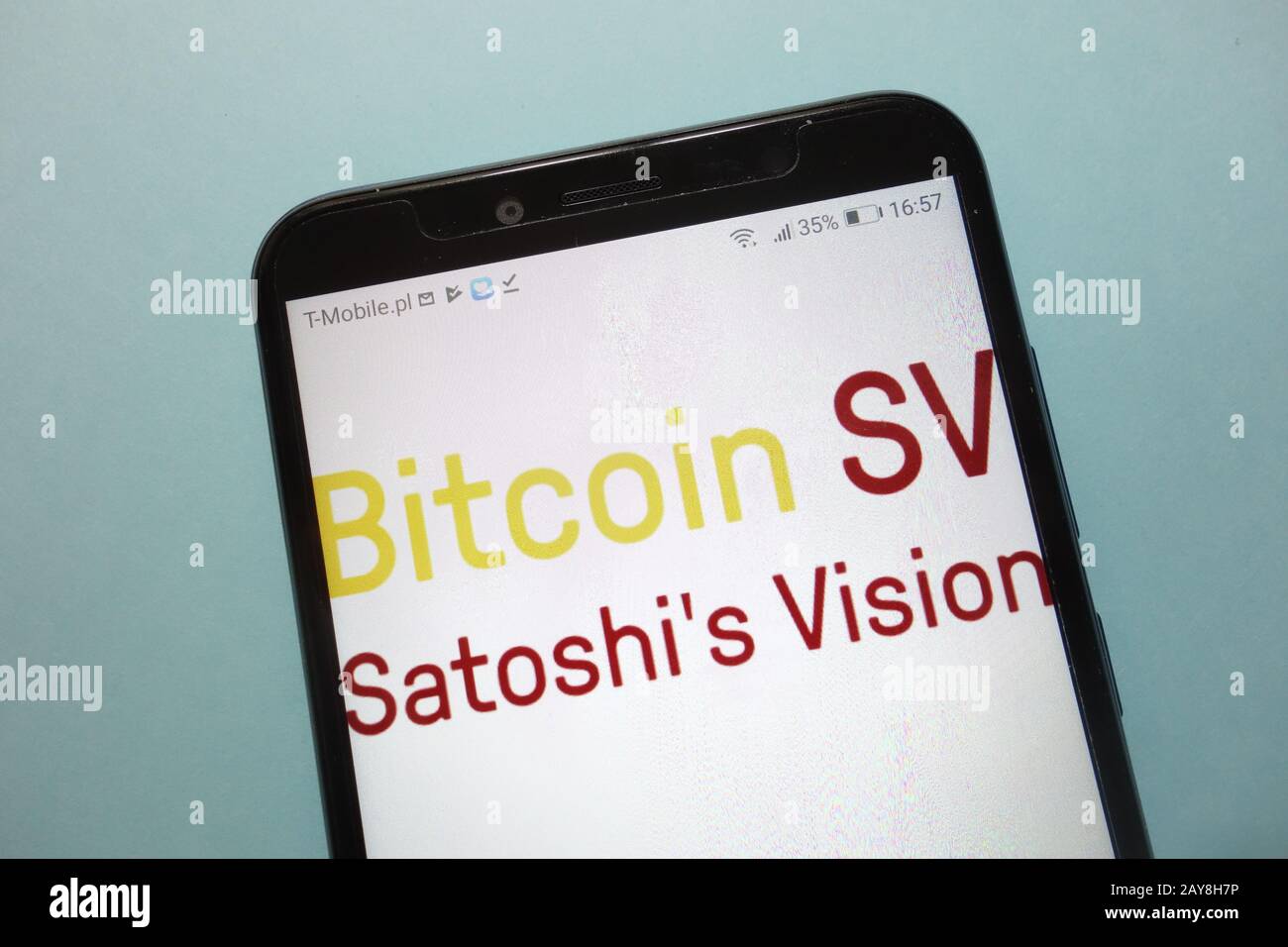 Logo Bitcoin SV (Satoshi's Vision) affiché sur le smartphone Banque D'Images