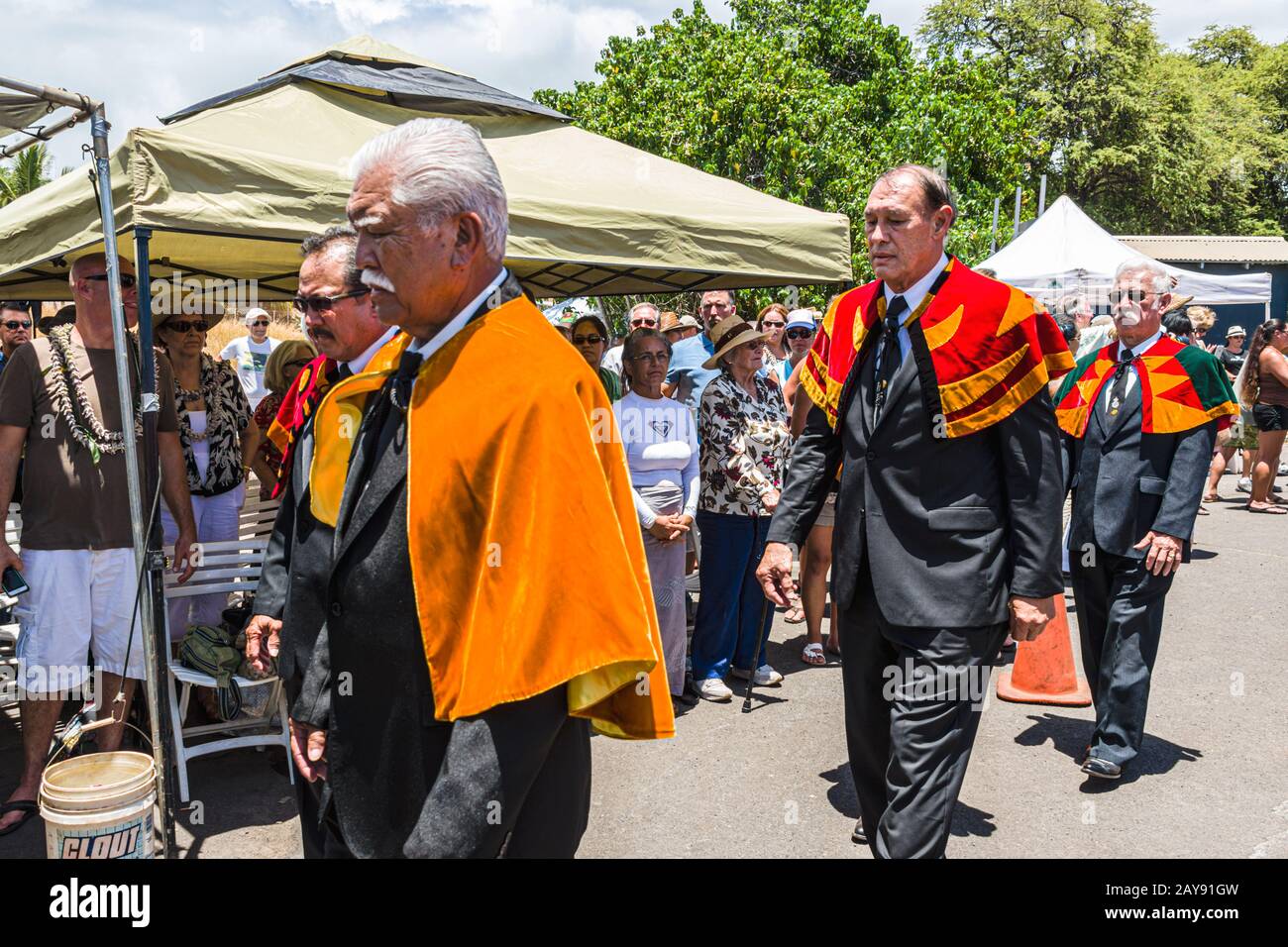 Mo’okiha O Pi’ilani: Cérémonies de la journée de lancement: Ordre royal de Kamehameha I, chapitre Kahekili Banque D'Images