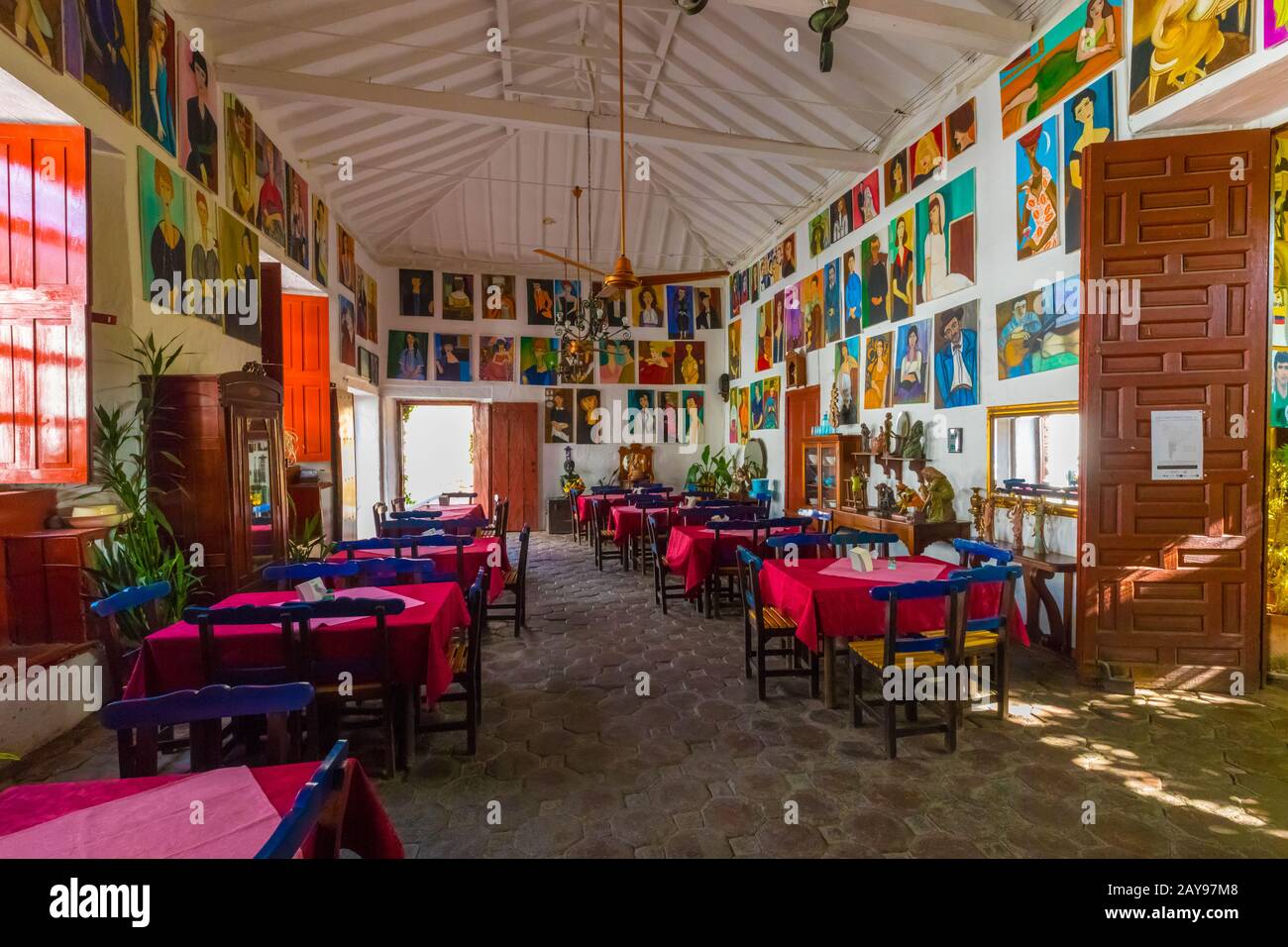 Restaurant historique typique de la ville de Santa Fe d'Antioquia Colombie Banque D'Images