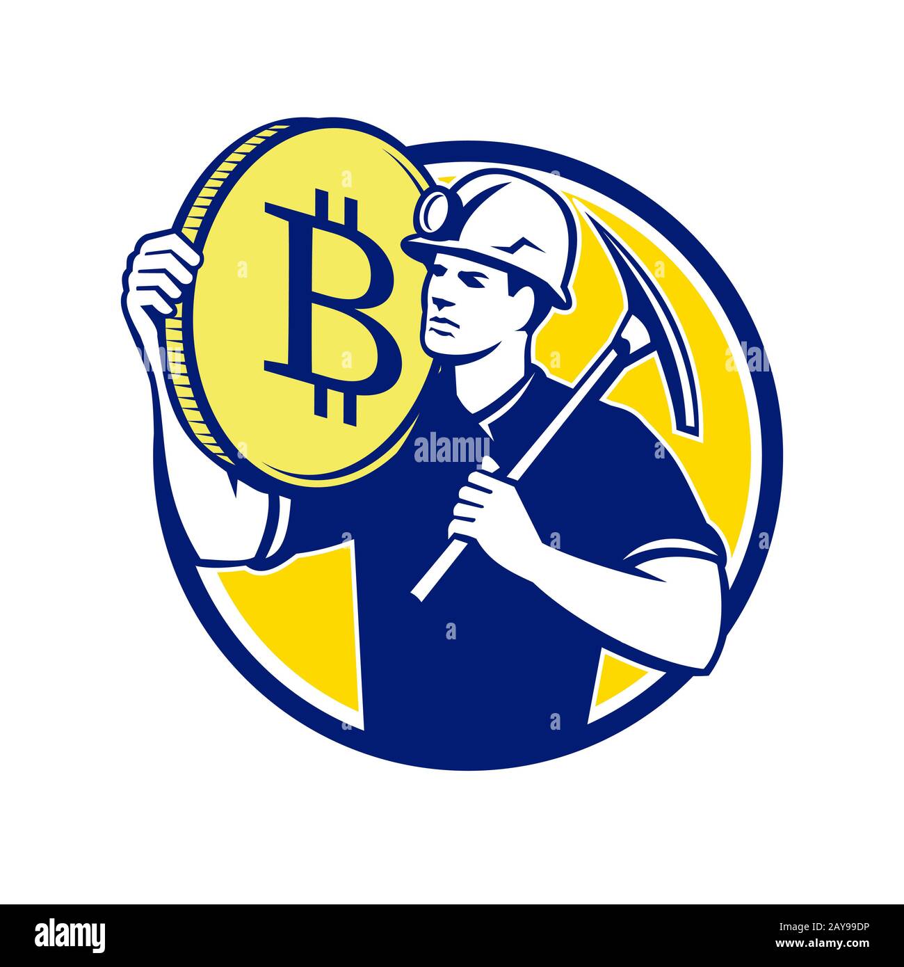 Cryptocurrency Miner Bitcoin Circle Retro Photo Stock - Alamy