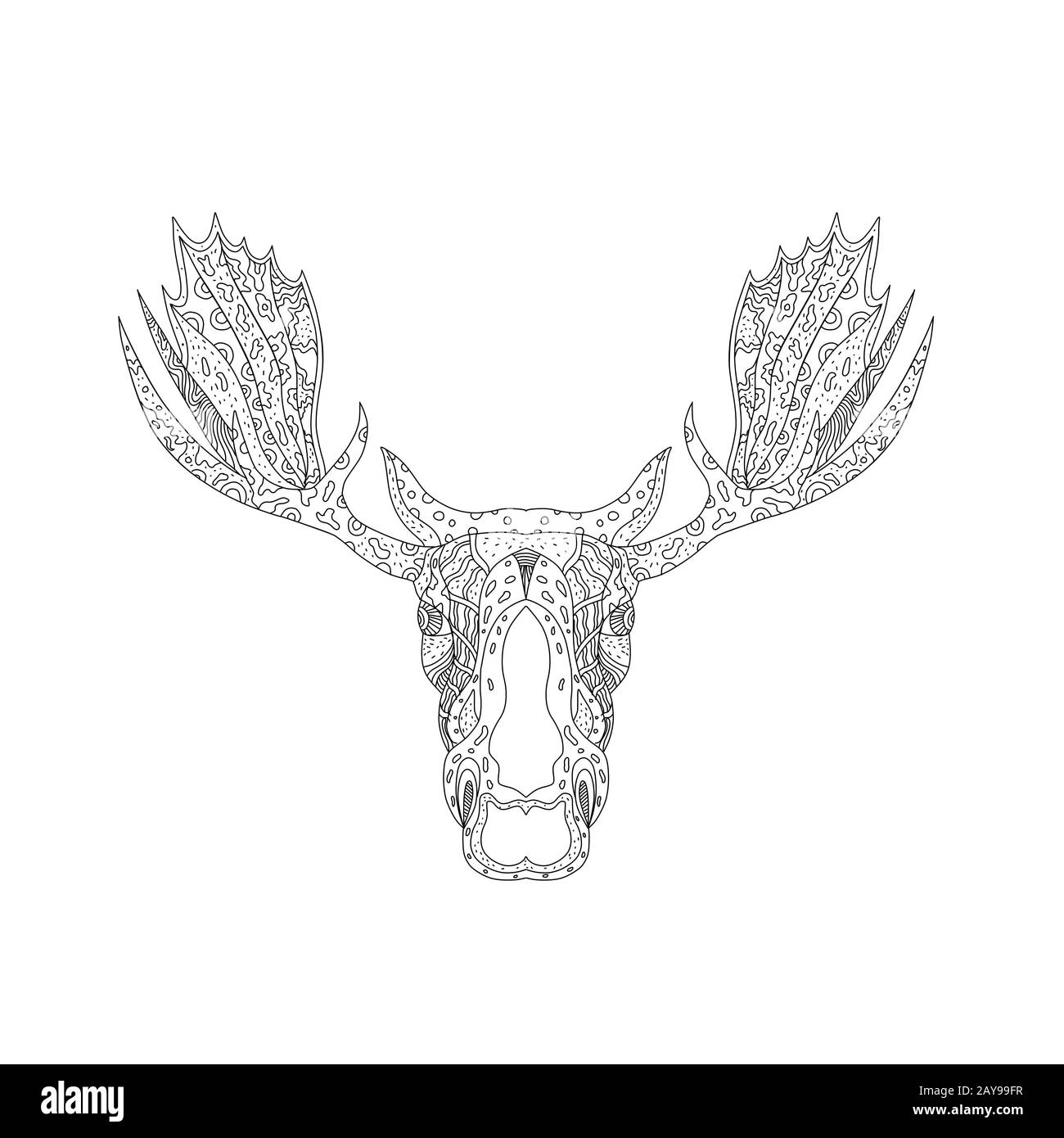 Bull Moose Head Doodle Banque D'Images