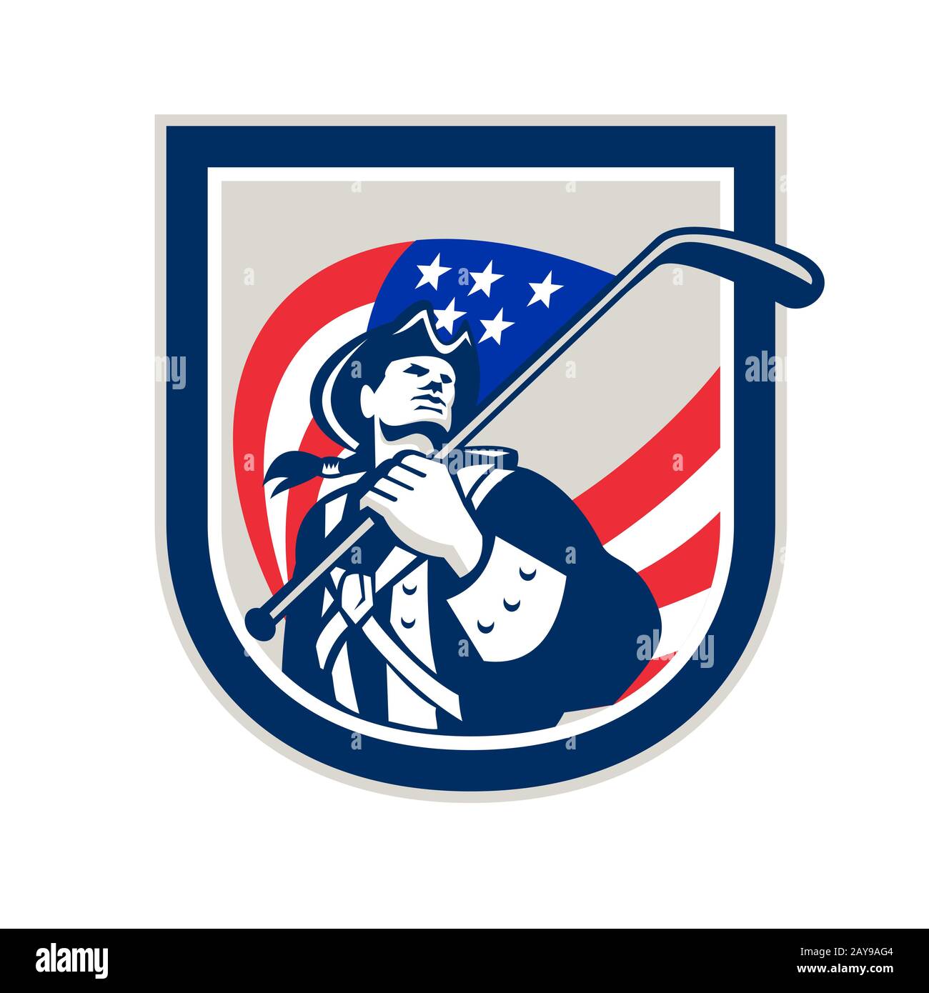 Bouclier américain de hockey sur glace Patriot Banque D'Images
