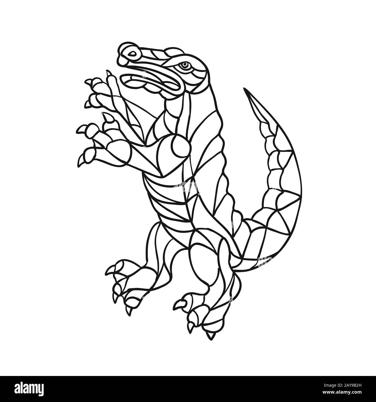Alligator prancing Mosaïque noir et blanc Banque D'Images