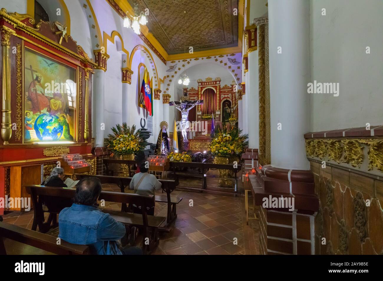 Chapelle latérale de l'église Saint-Jean-Baptiste à Pasto, Colombie Banque D'Images