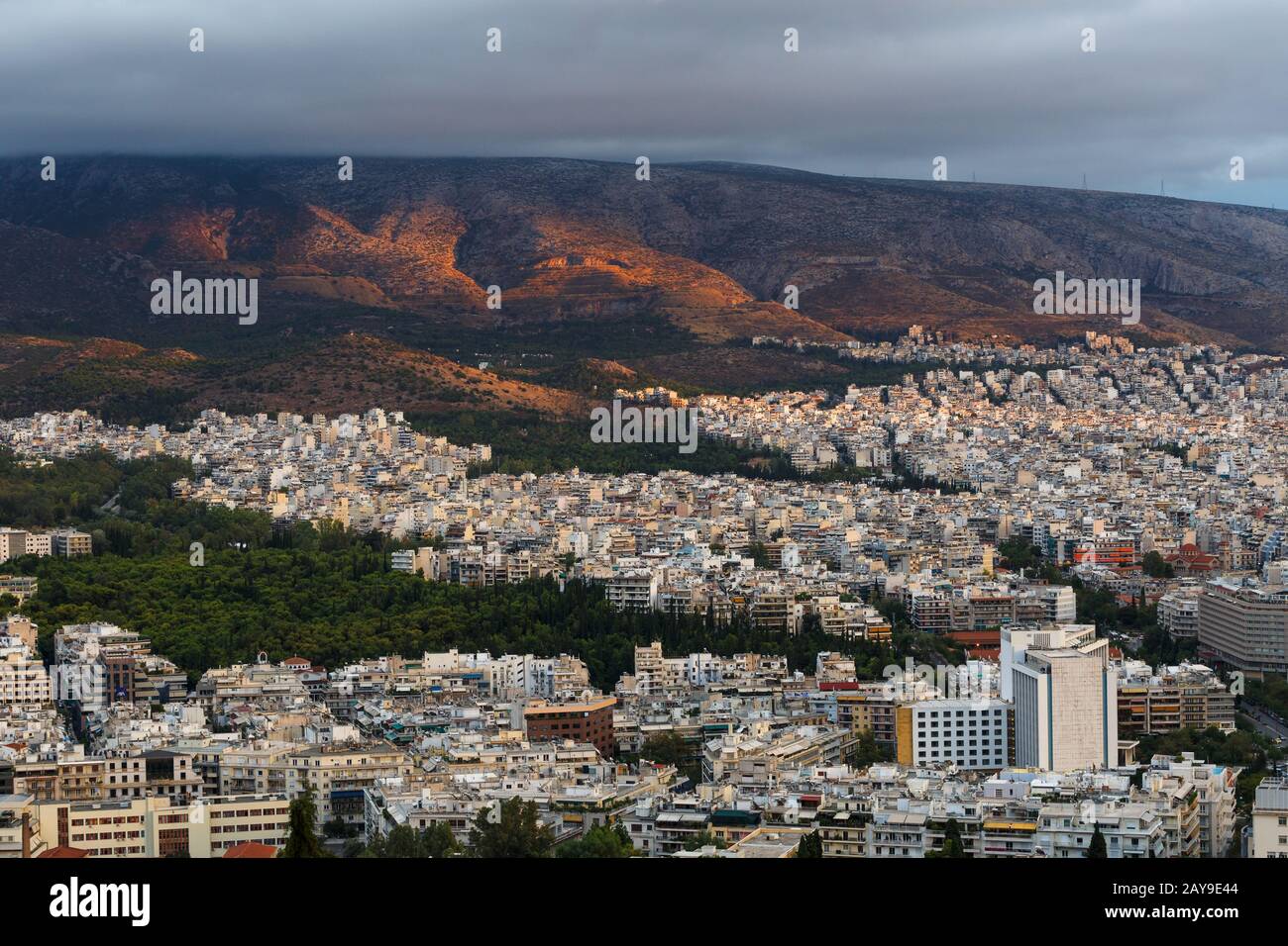 Vue de l'est de la colline du Lycabette Athènes, Grèce. Banque D'Images