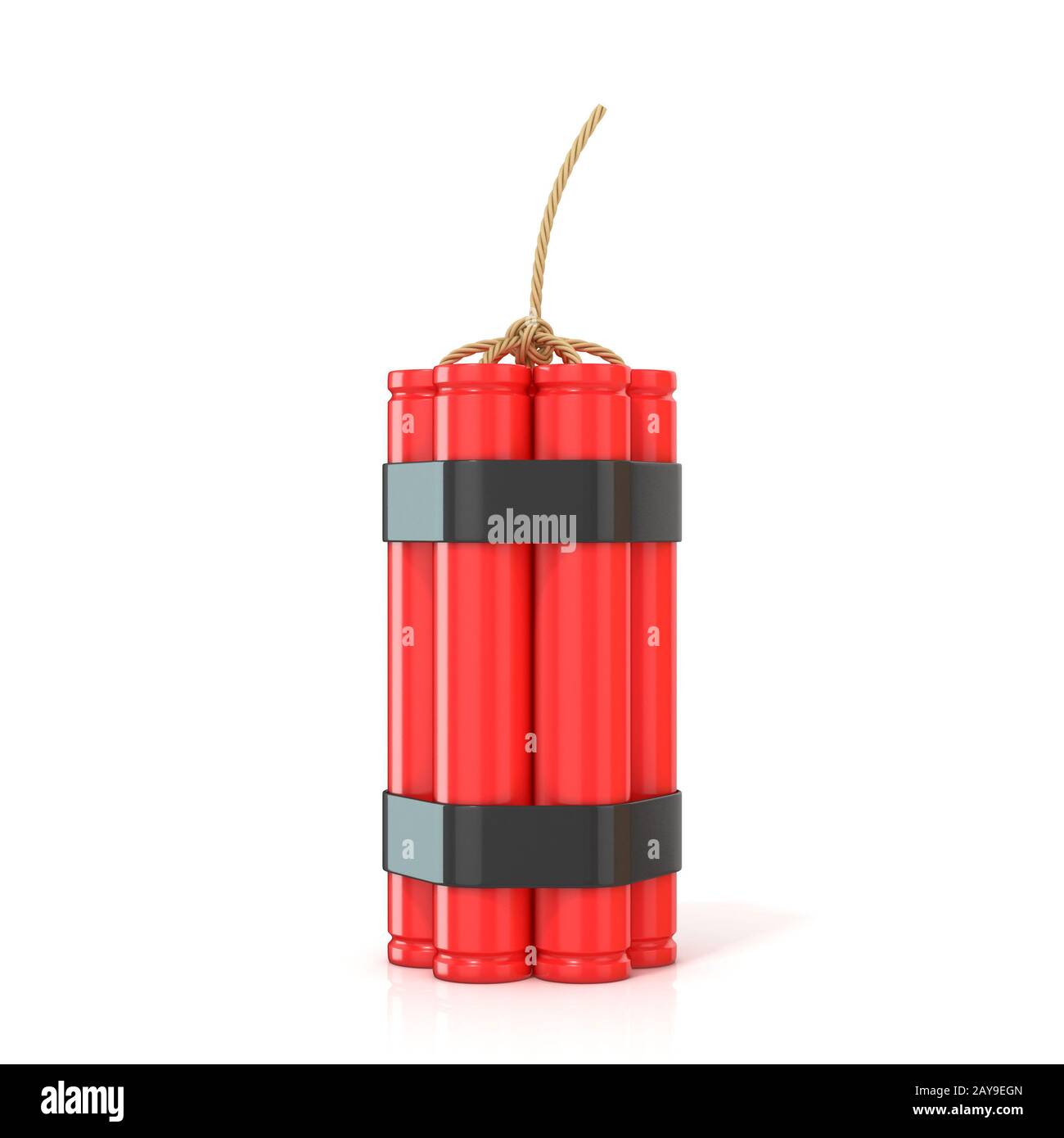 Bâtons de dynamite rouge - TNT avec mèche, comité permanent. 3D Banque D'Images