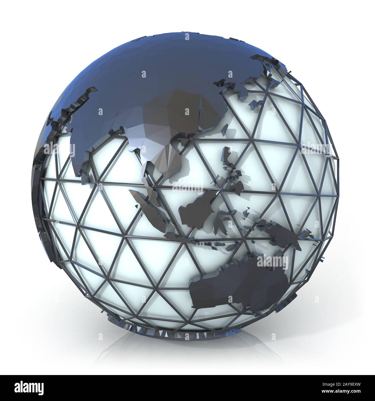 Illustration de style polygonal globe de la terre, de l'Asie et Océanie afficher Banque D'Images