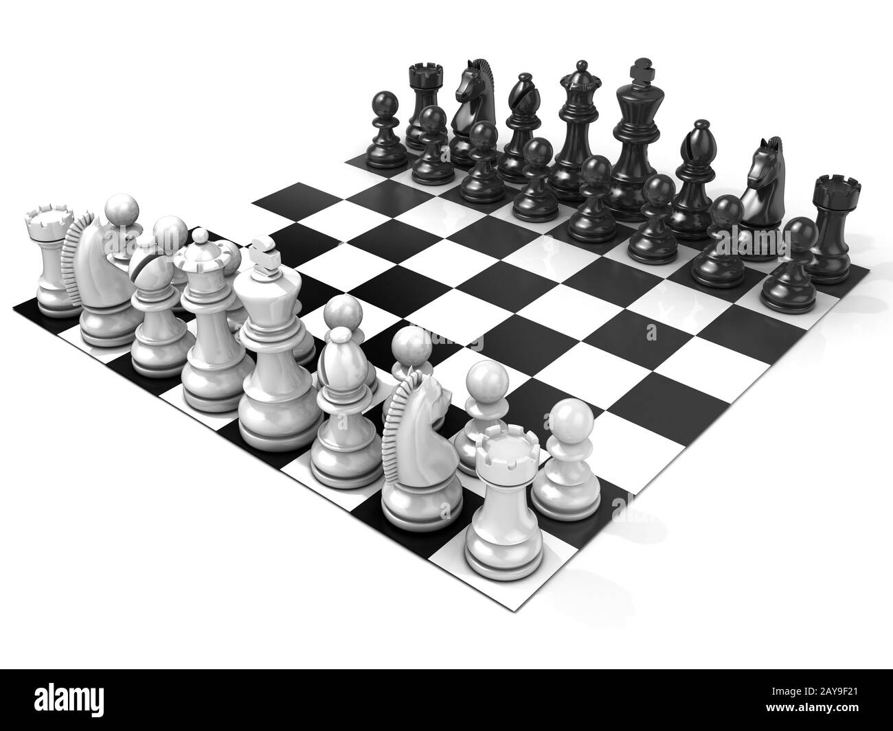 Conseil d'échecs avec toutes les pièces des échecs Banque D'Images