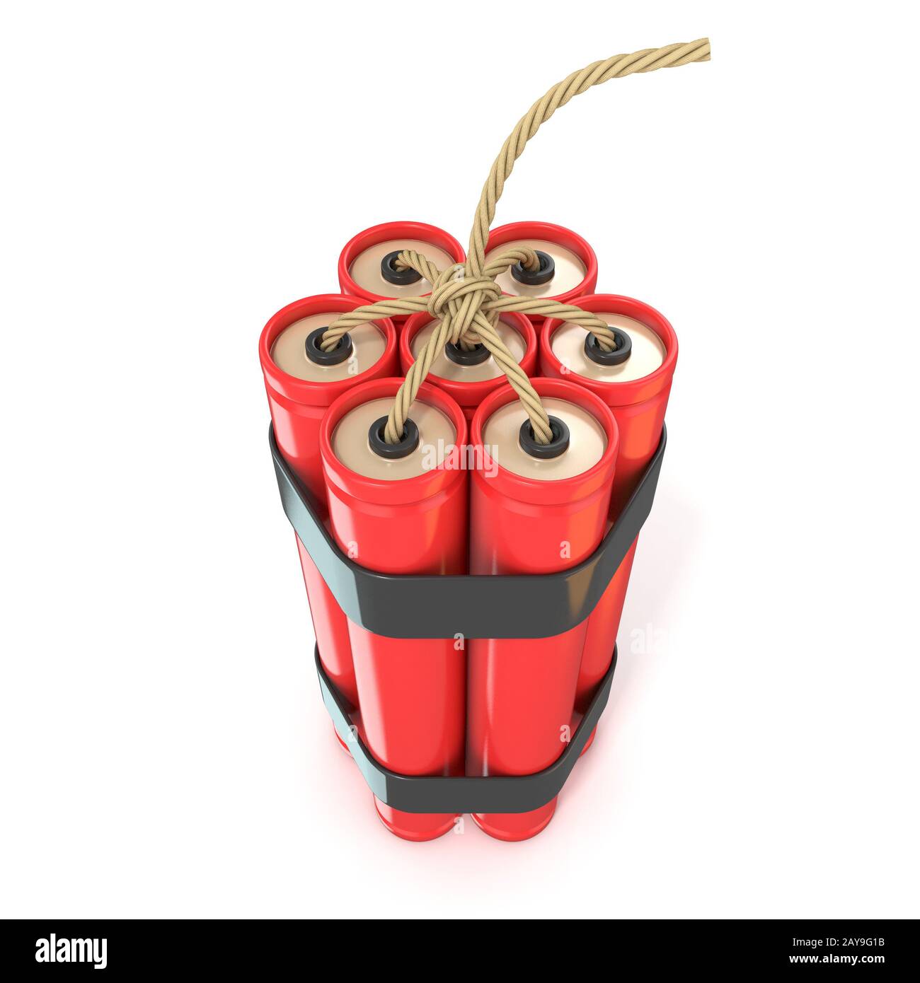 Bâtons de dynamite rouge - TNT avec mèche. 3D Banque D'Images
