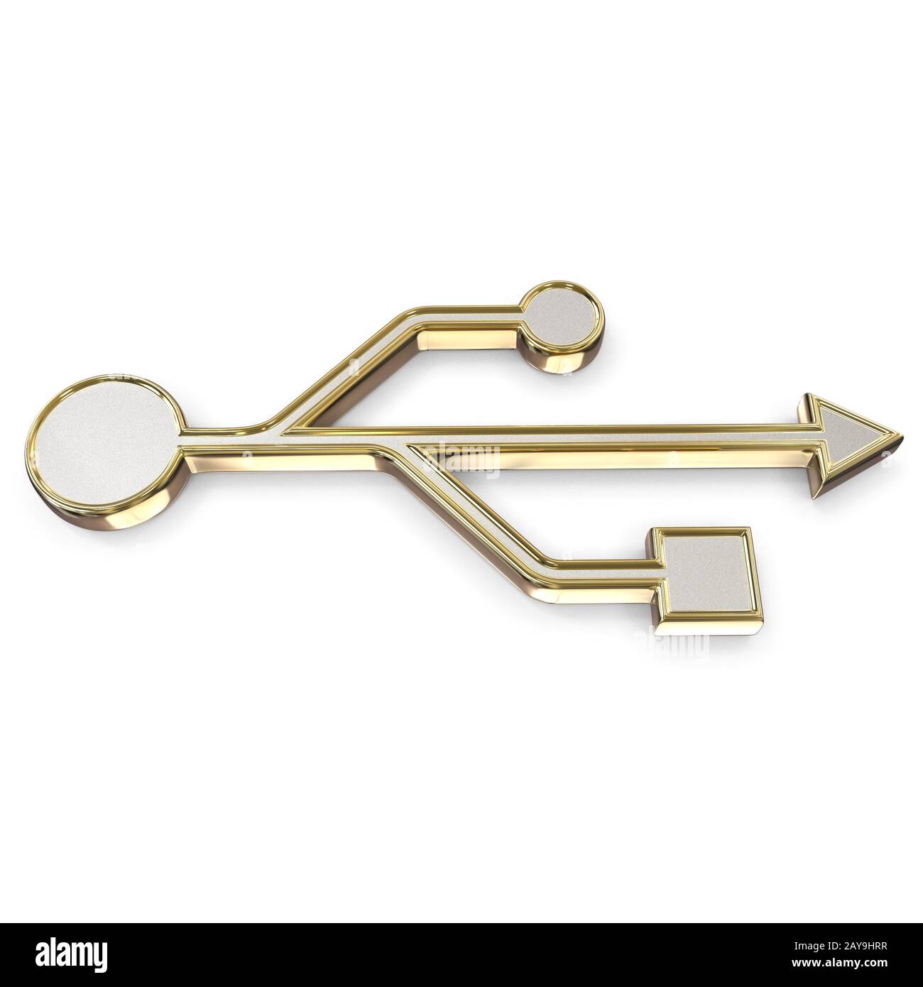 3D USB isolé signe d'or Banque D'Images