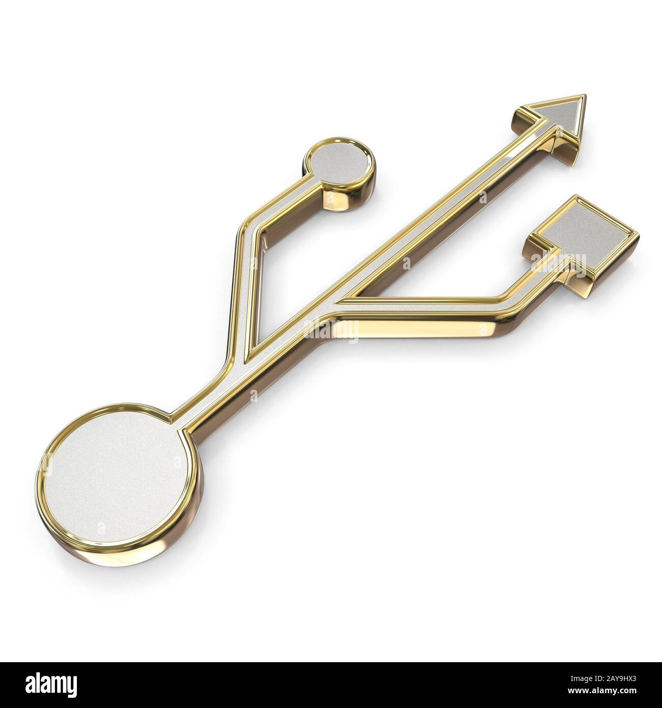 3D USB isolé signe d'or Banque D'Images