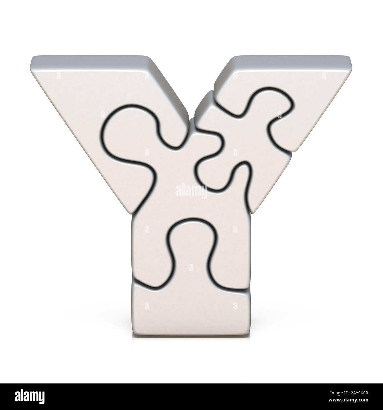 Jigsaw Puzzle blanc lettre Y 3D Banque D'Images