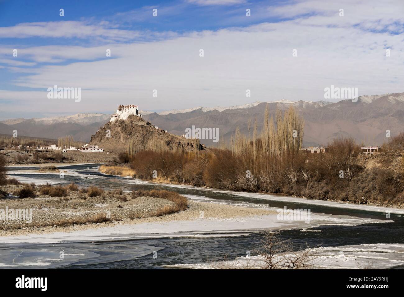 Monastère de Stakna au-dessus de l'Indus, Ladakh, Inde Banque D'Images