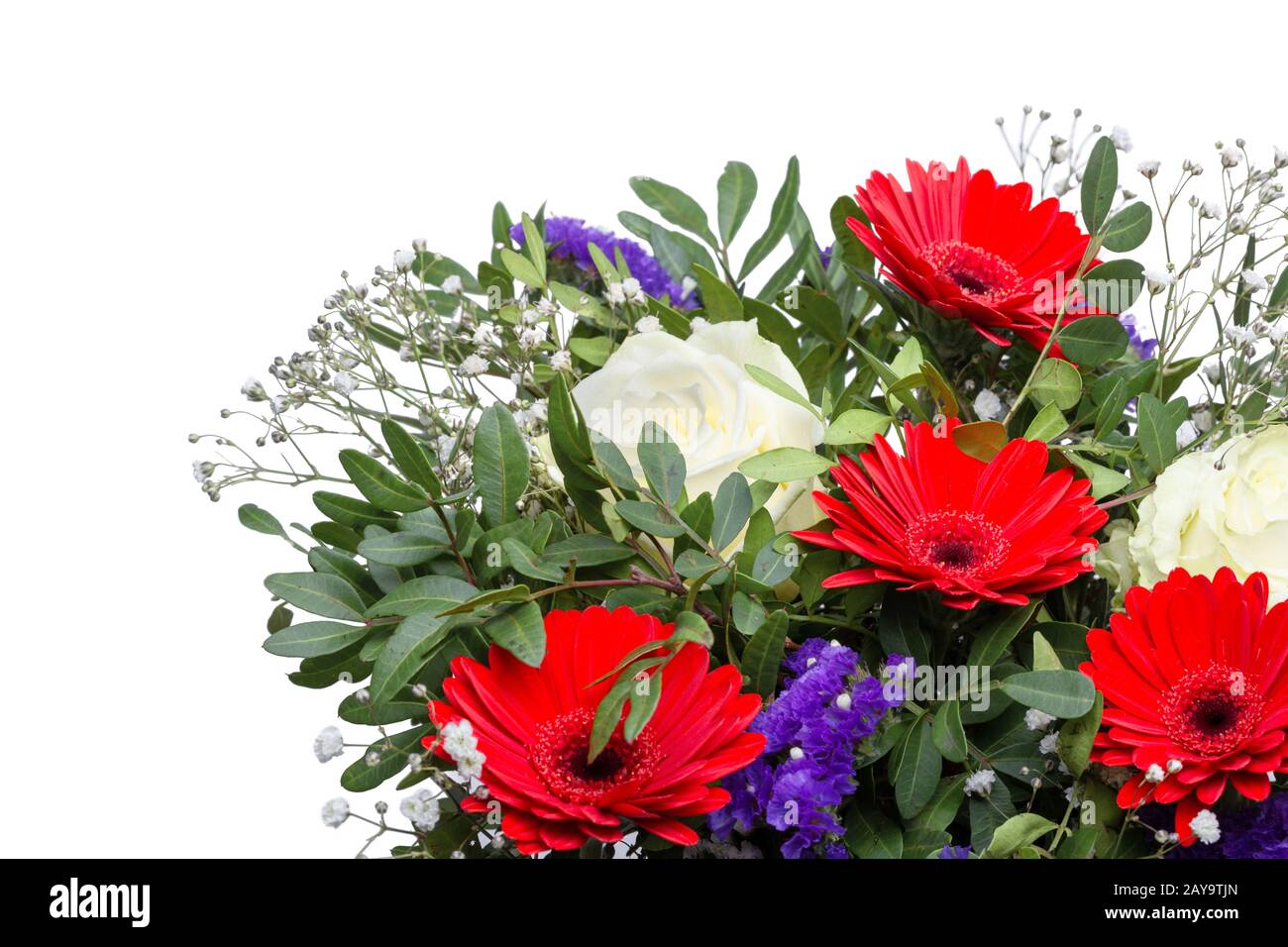 Un bouquet de fleurs de printemps colorées isolées sur fond blanc Banque D'Images