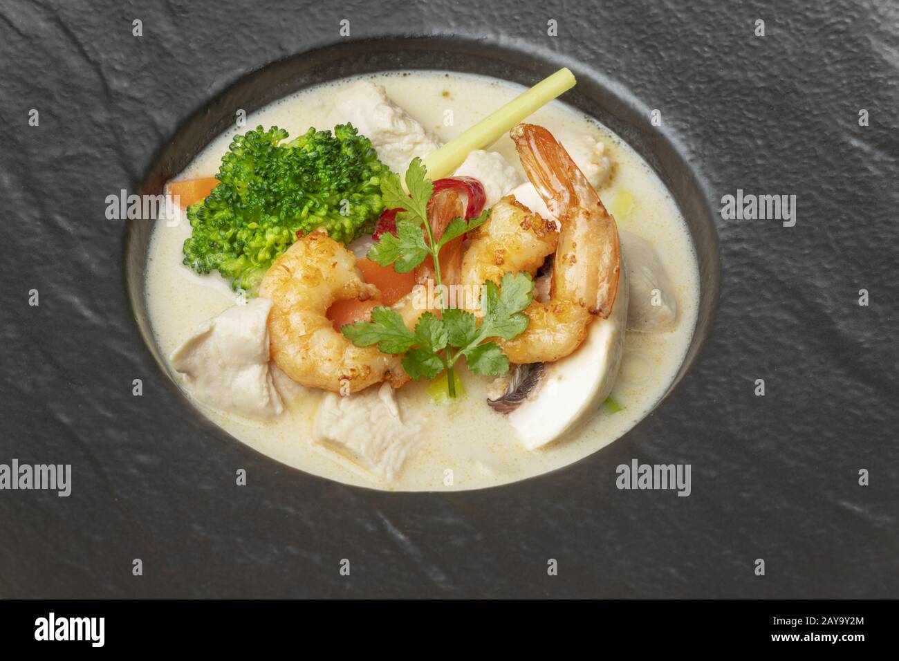 Soupe Tom Kha Gai de Thaïlande Banque D'Images