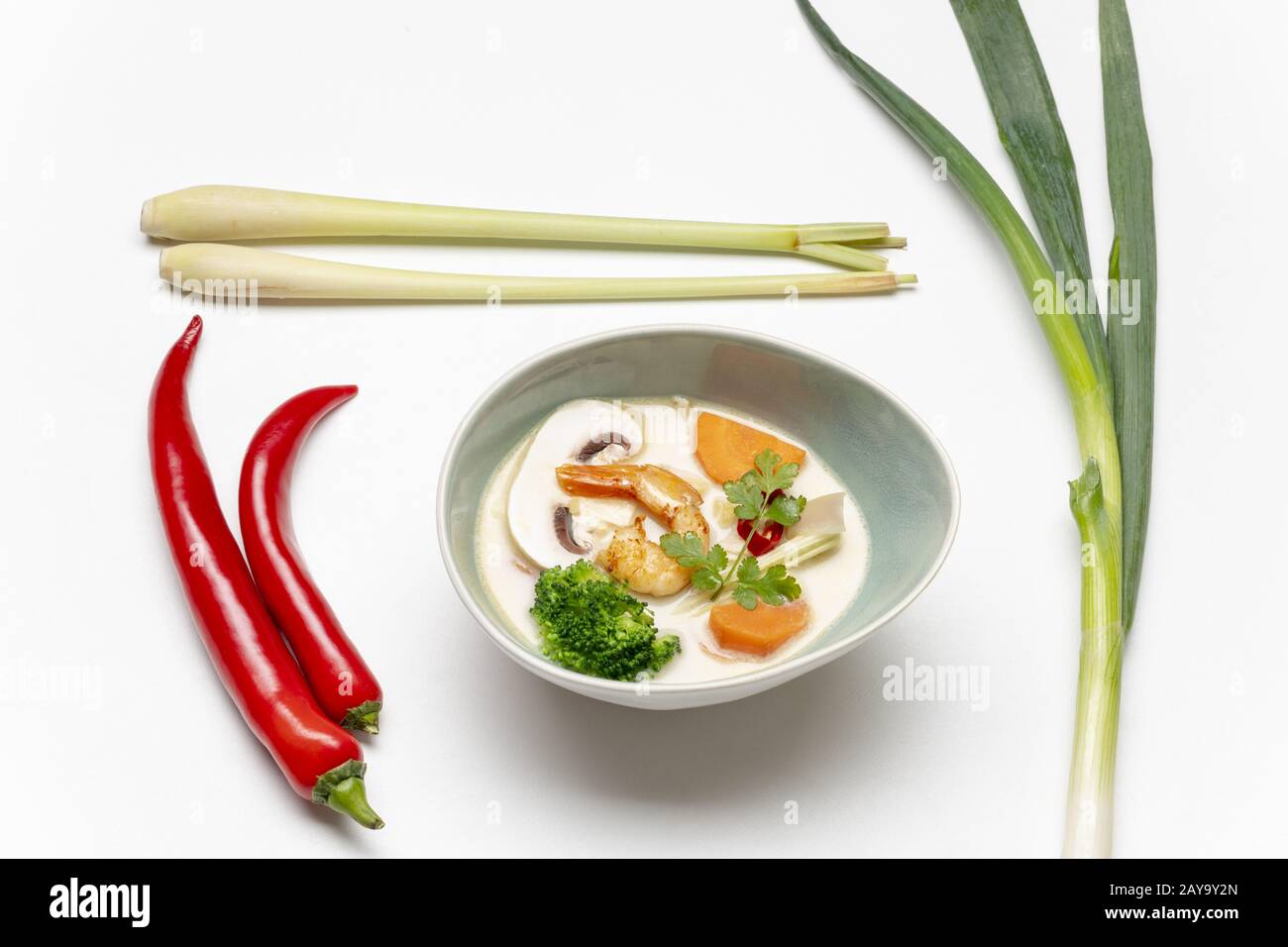 Soupe Tom Kha Gai de Thaïlande Banque D'Images