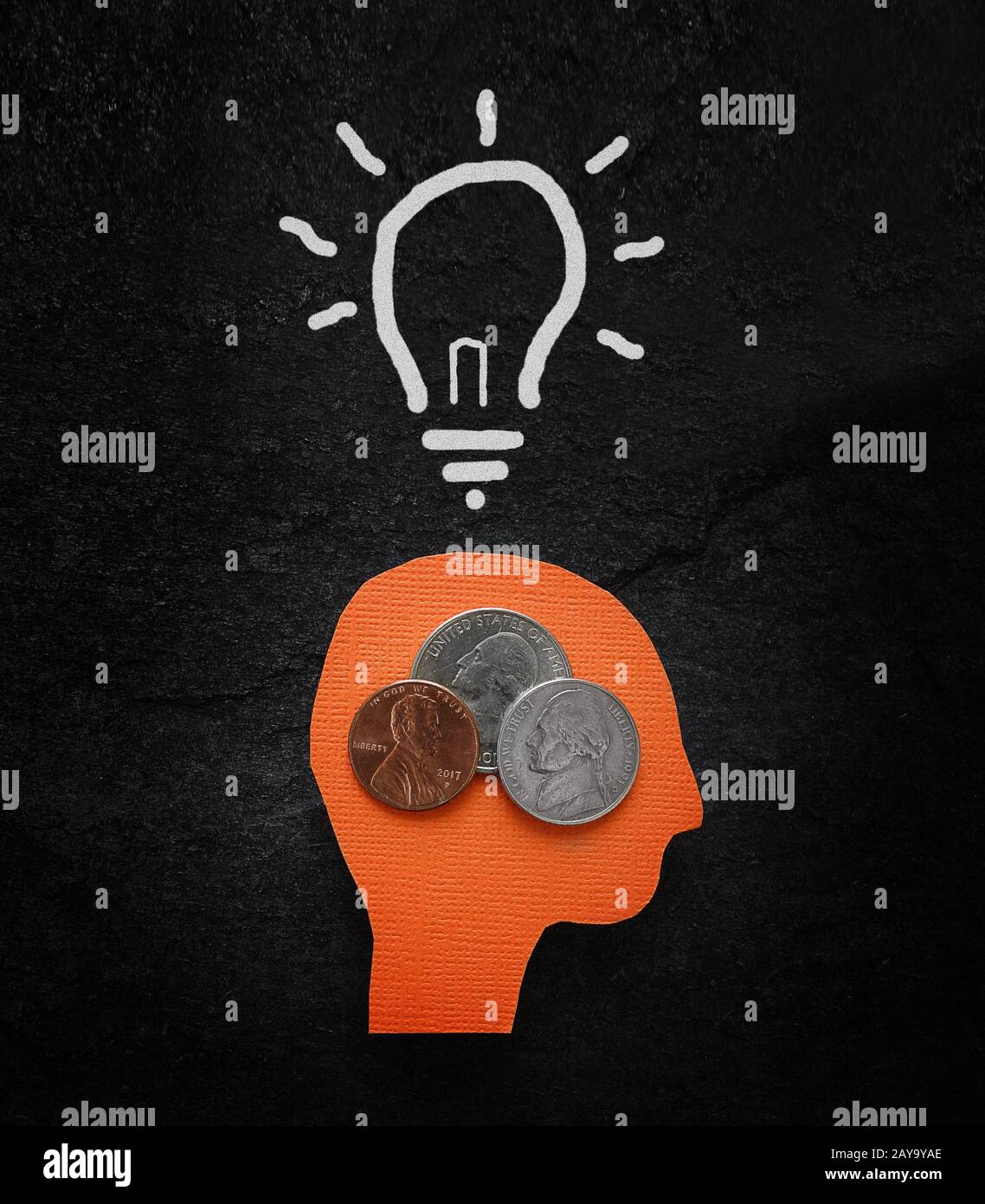 La réflexion sur l'argent Banque D'Images
