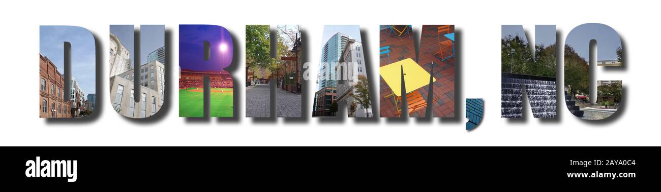 Bannière Durham NC sur blanc Banque D'Images