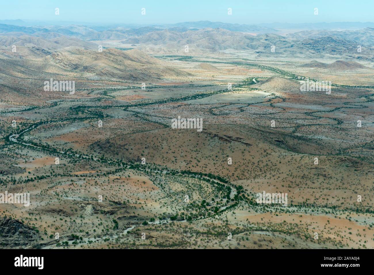 Photo aérienne du vol d'Ongava à l'Airstrip Doro Nawas au-dessus du Damaraland en Namibie. Banque D'Images