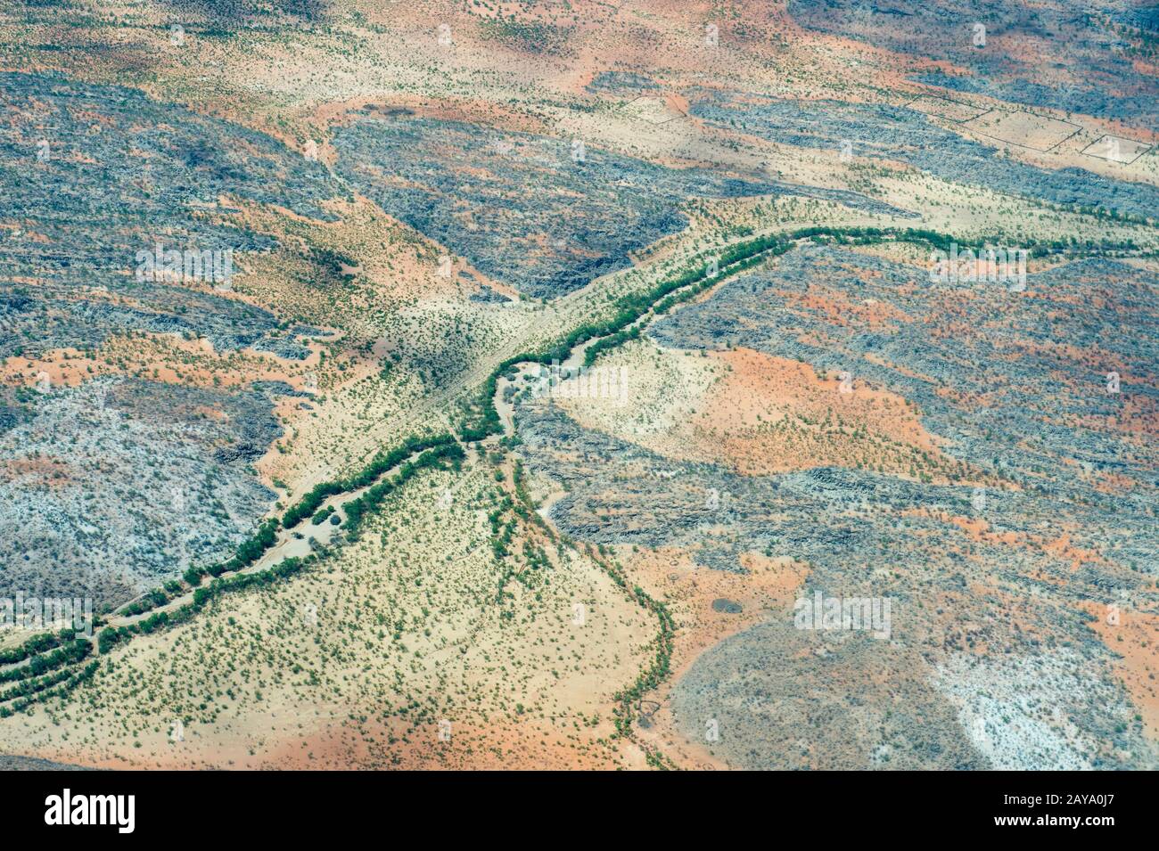 Photo aérienne du vol d'Ongava à l'Airstrip Doro Nawas au-dessus du Damaraland en Namibie. Banque D'Images