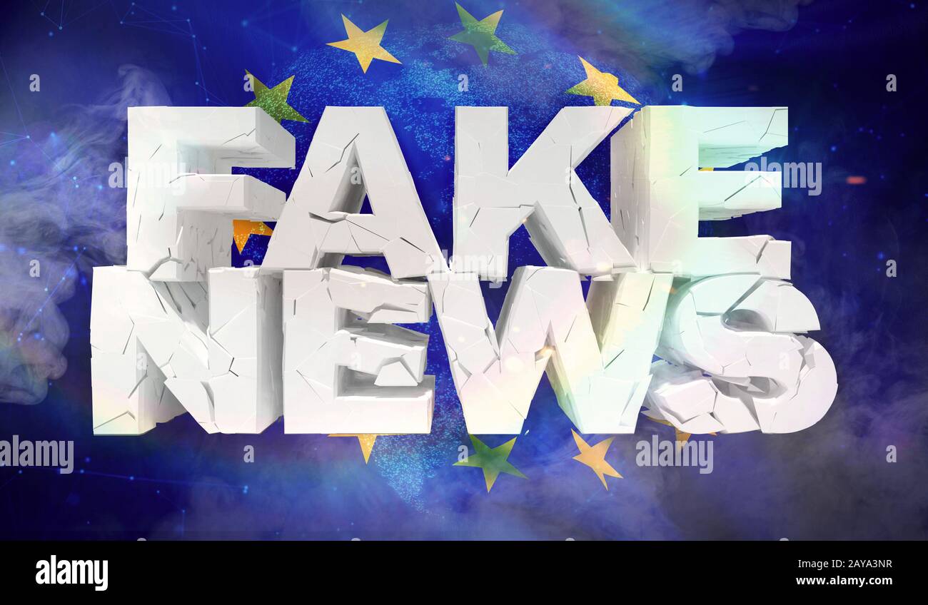 Fake news concept. La texture du tissu du drapeau de l'Union européenne Banque D'Images