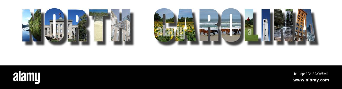 Bannière de Caroline du Nord sur blanc Banque D'Images