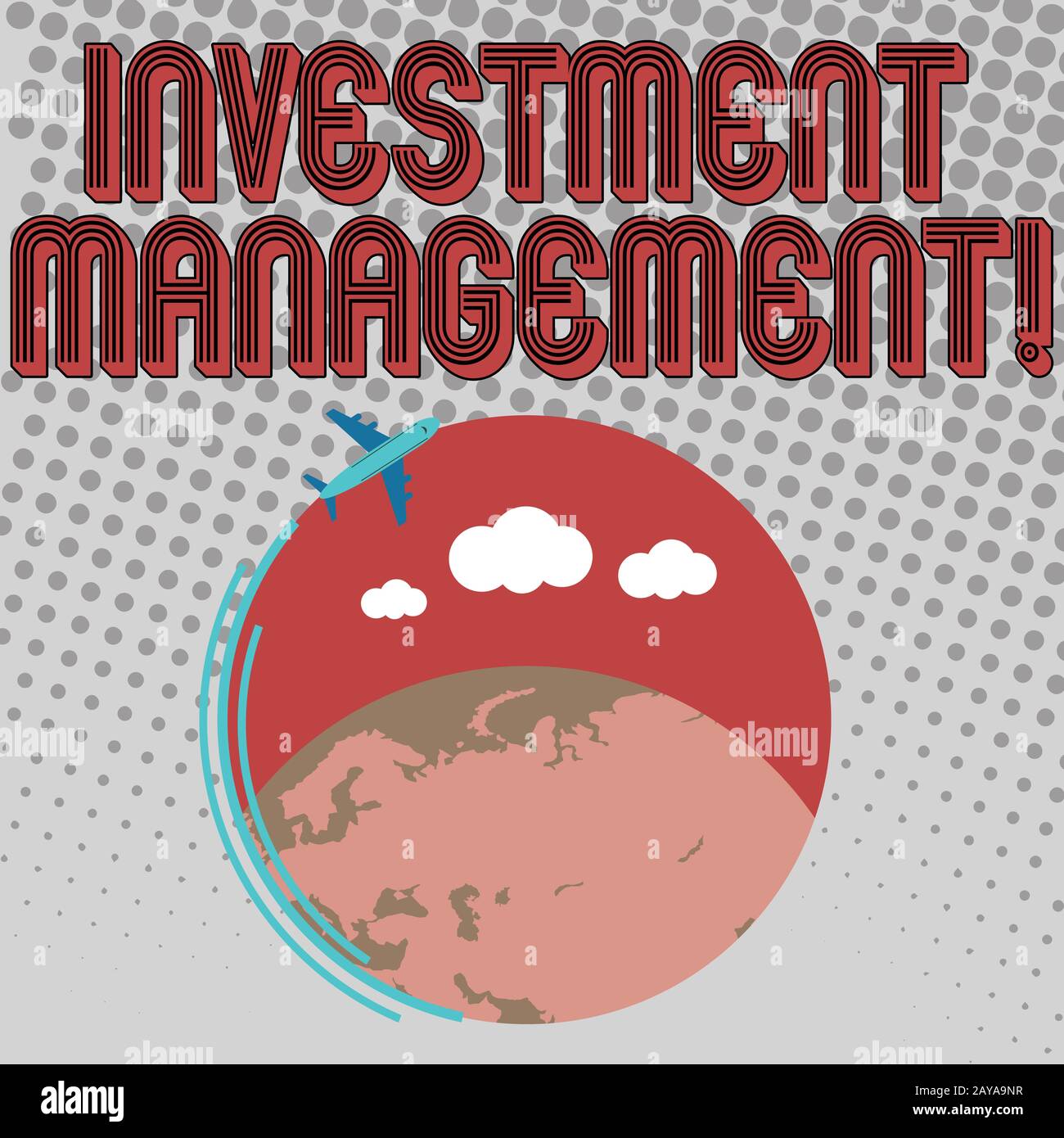 Écriture manuscrite gestion de l'investissement. Concept signification analysmanagement des investissements pour une institution financière avion avec Banque D'Images