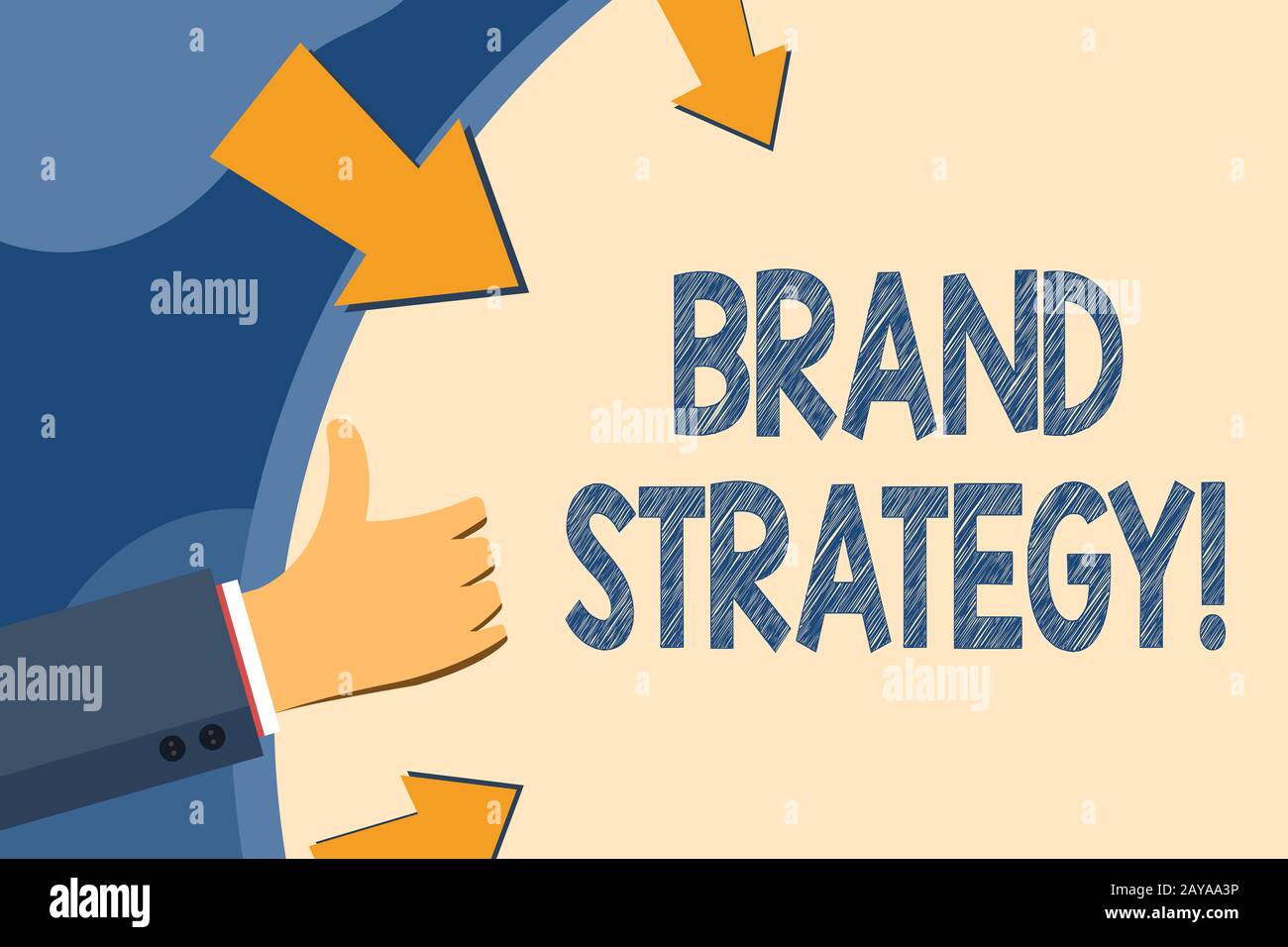 Panneau de texte indiquant la stratégie de marque. Photo conceptuelle plan à long terme développement de la marque réussie atteindre les buts gestuelle main T Banque D'Images