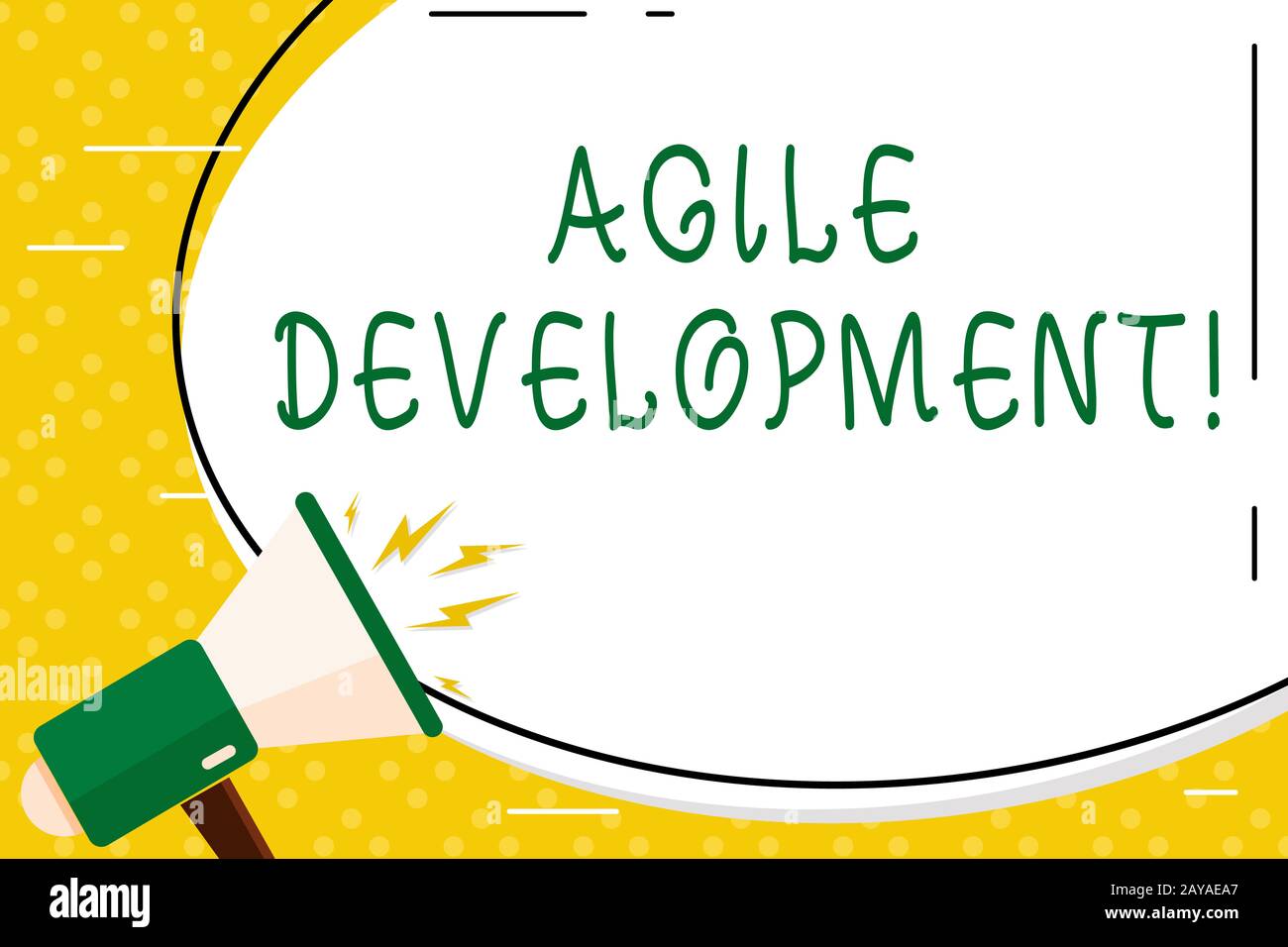 Note écrite montrant Agile Development. Photo d'affaires présentant l'alliance entre selforganiser l'équipe transversale Oval Shap Banque D'Images