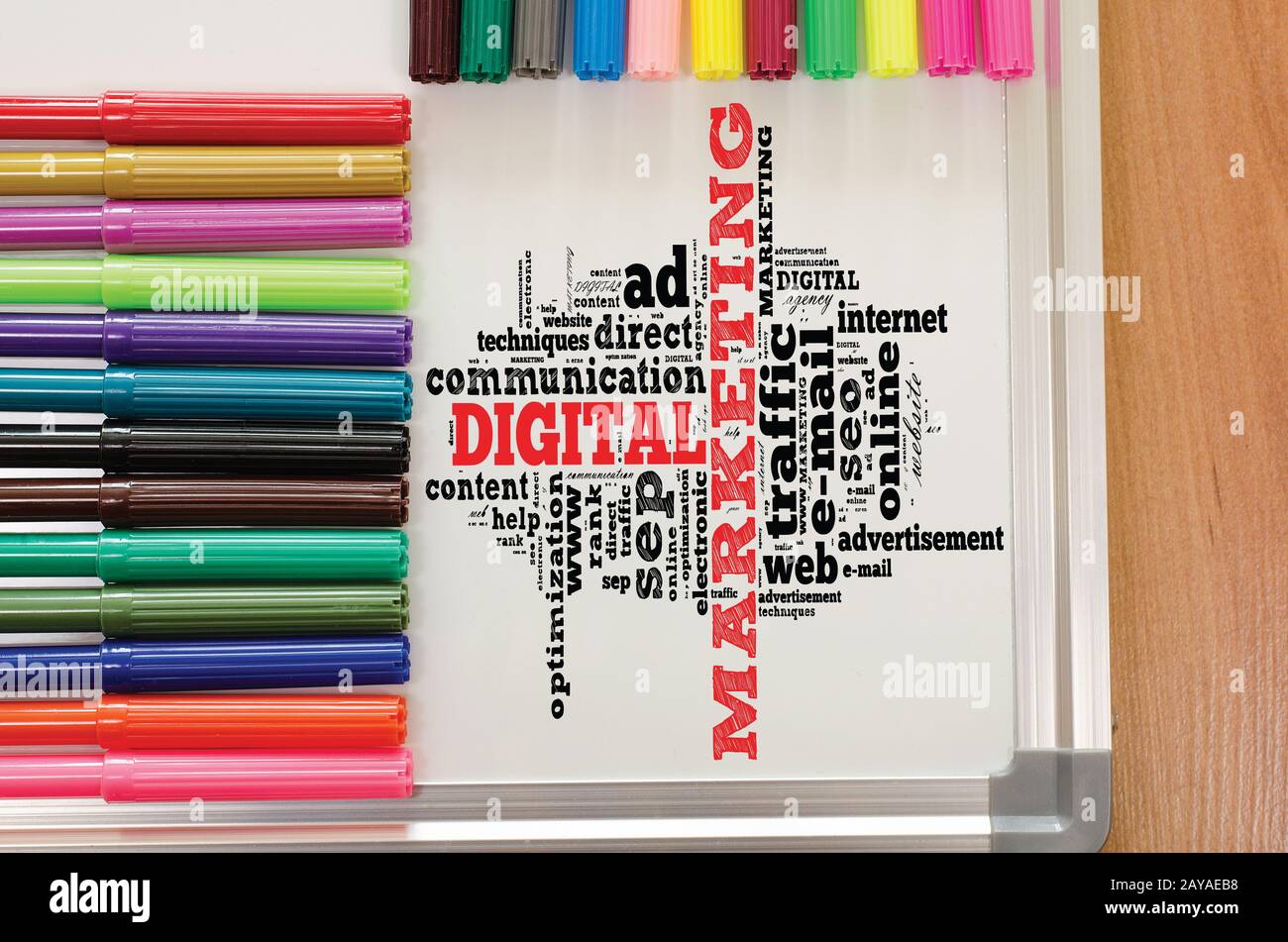 Nuage de mots marketing numérique sur le tableau blanc Banque D'Images
