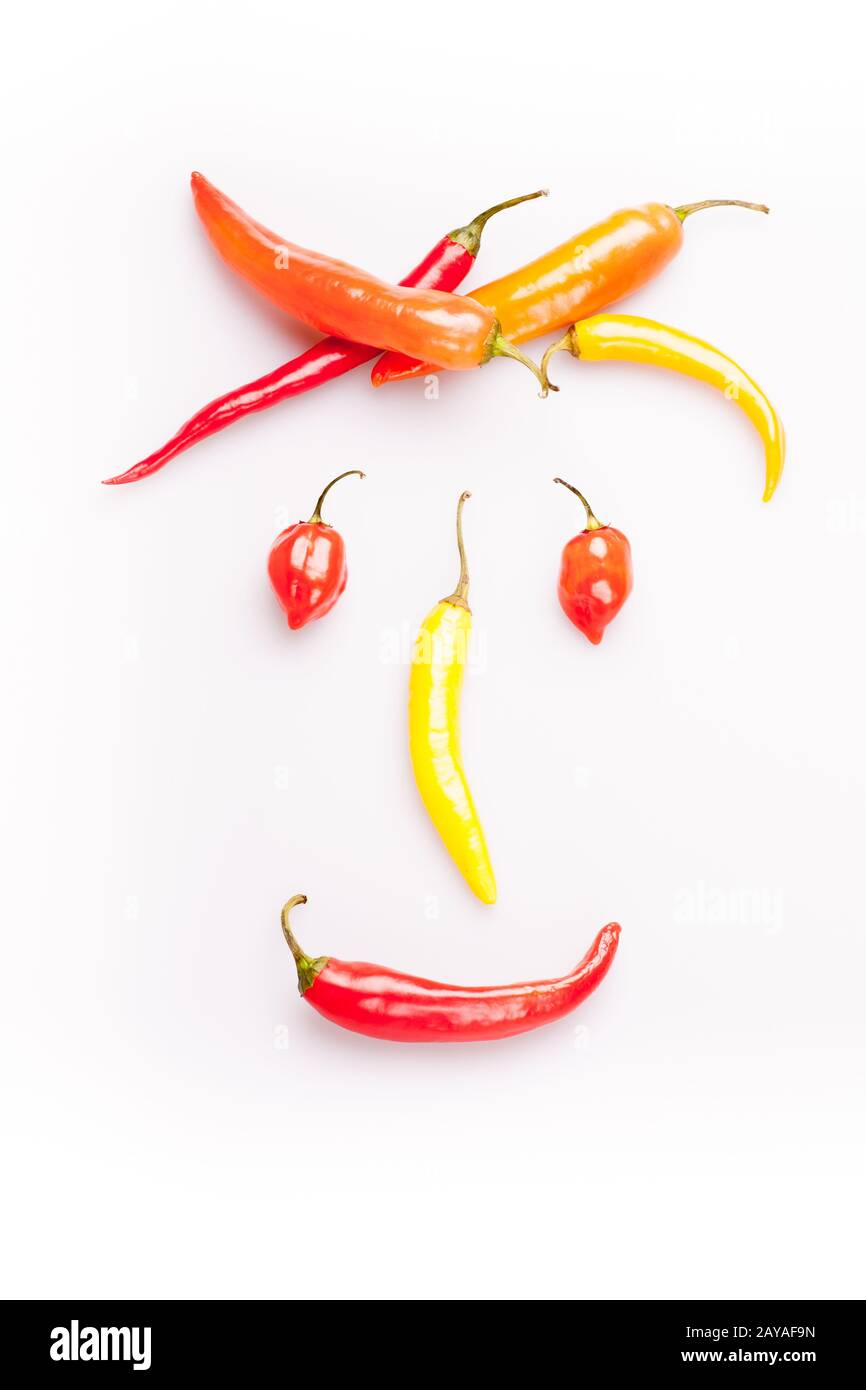 Le visage de piment heureux. Style de vie des légumes Banque D'Images