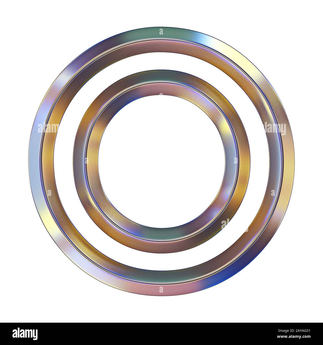 Police chromée avec reflets colorés lettre O 3 D. Banque D'Images