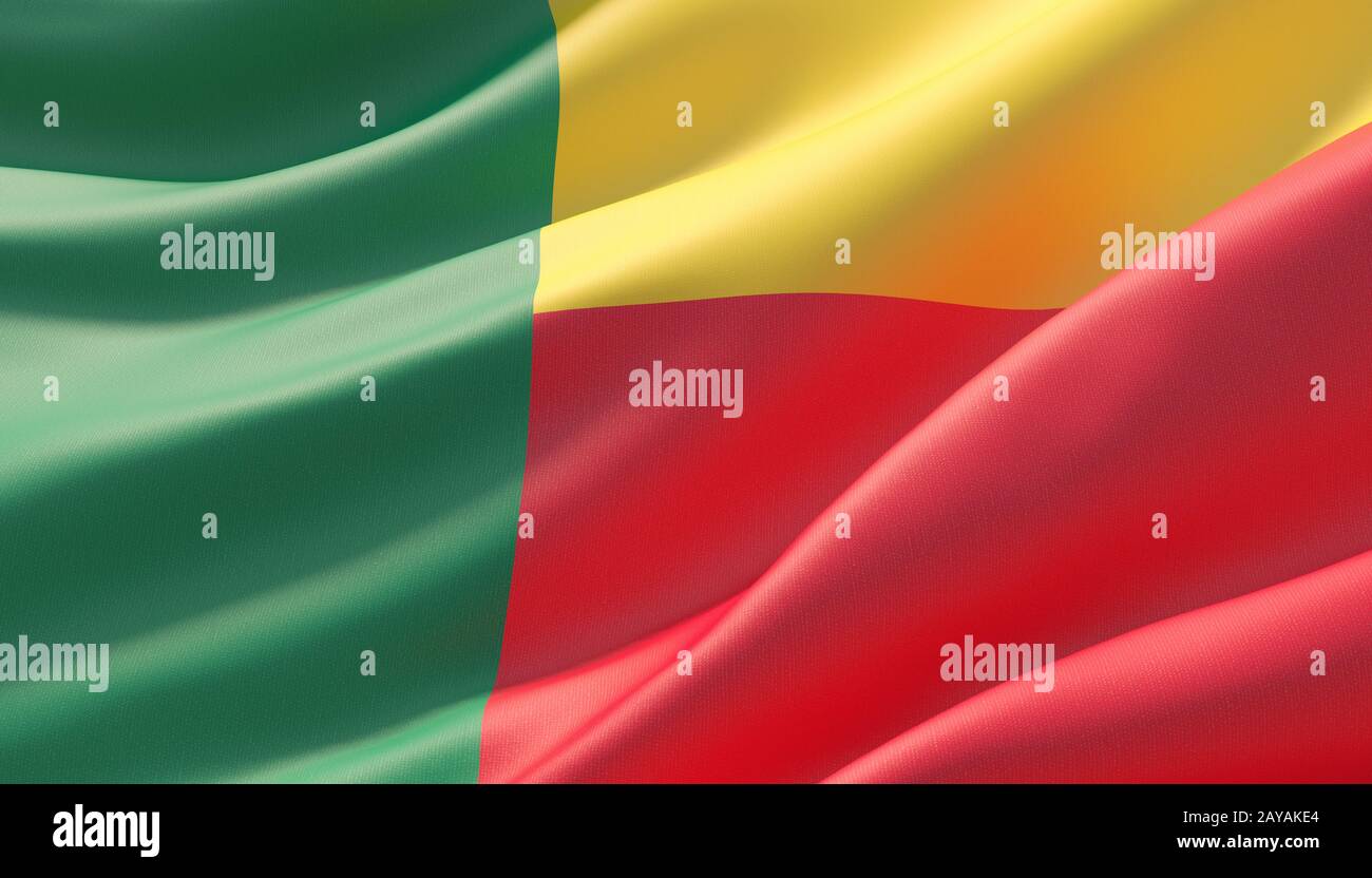 Très détaillées des Galapagos close-up d'un drapeau du Bénin. 3D illustration. Banque D'Images