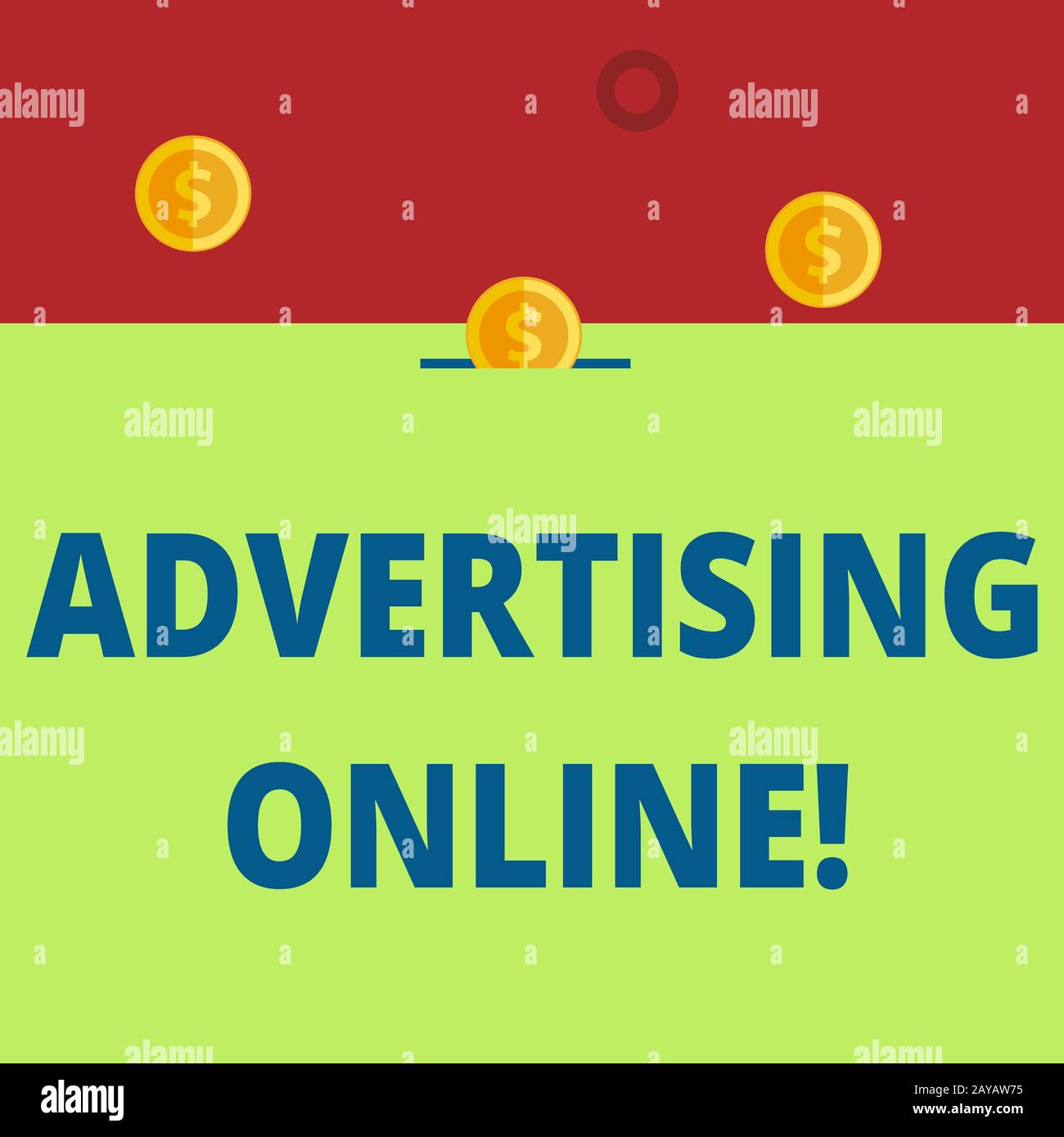 Texte écrit Publicité en ligne. Concept d'affaires pour la stratégie de marketing qui implique l'utilisation de l'Internet trois or s Banque D'Images