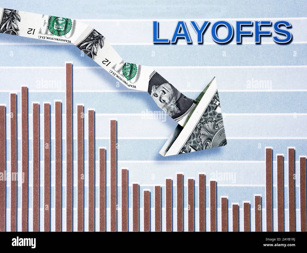 Flèche vers le bas des mises à pied Banque D'Images