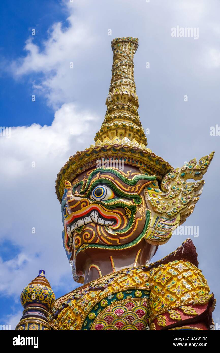 Statue de Yaksha, Grand Palais, Bangkok, Thaïlande Banque D'Images