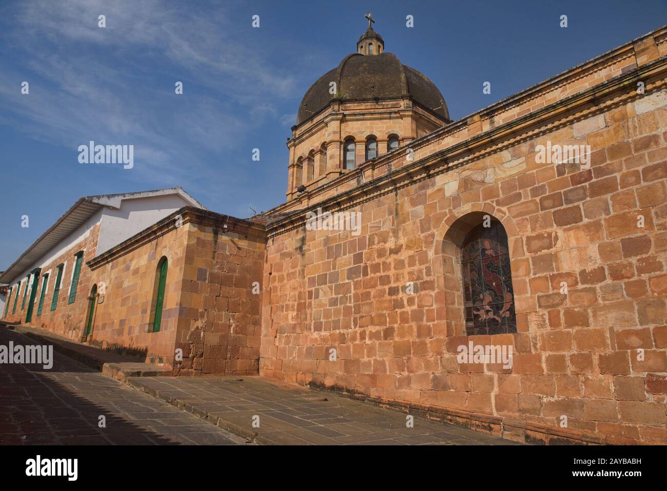 La cathédrale de grès de l'Immaculée conception dans le Barichara colonial, Santander, Colombie Banque D'Images